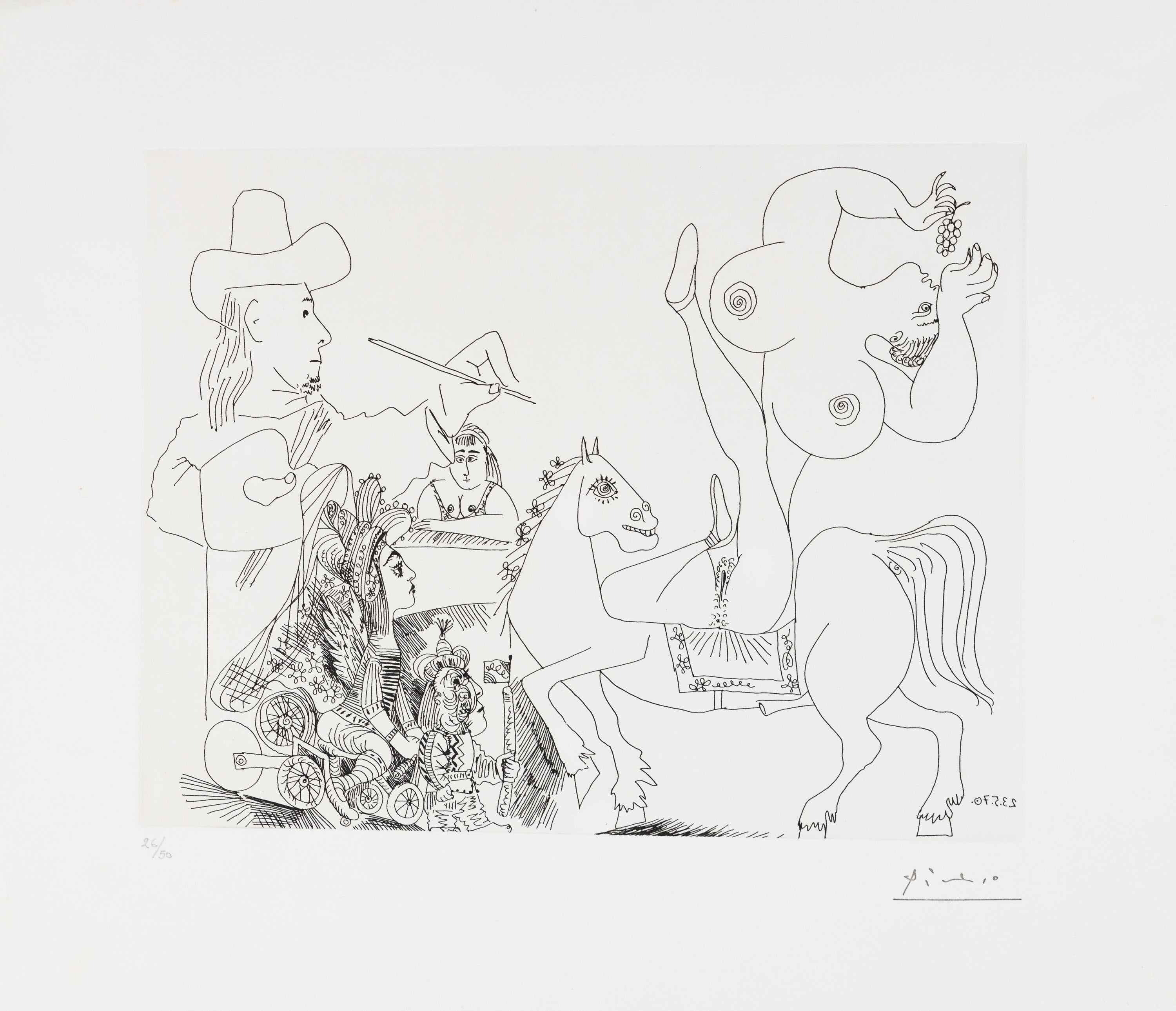 Pablo Picasso Figurative Print – Der Maler im Zirkus