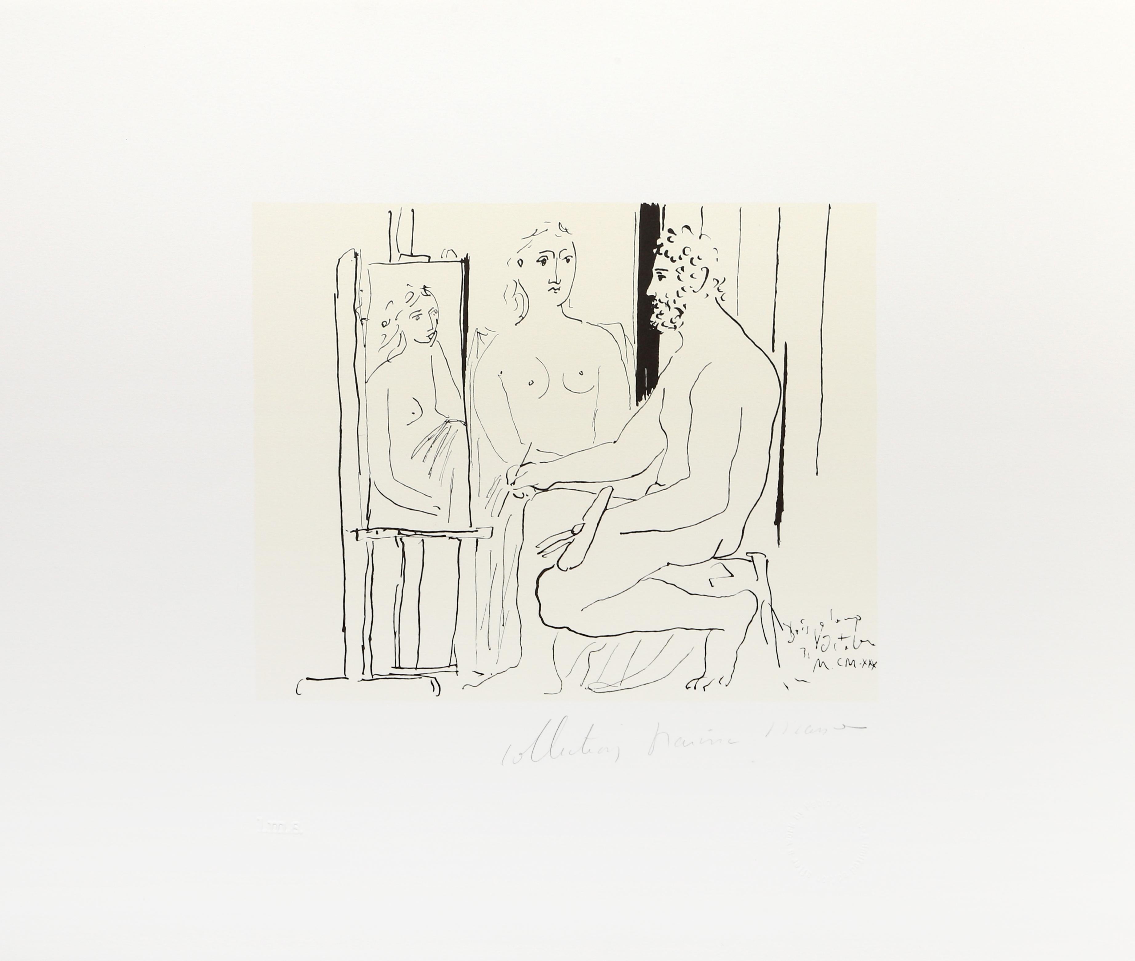Le peintre et son modele, litografia cubista (after) Pablo Picasso