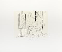 Le peintre et son modèle, lithographie cubiste de Pablo Picasso