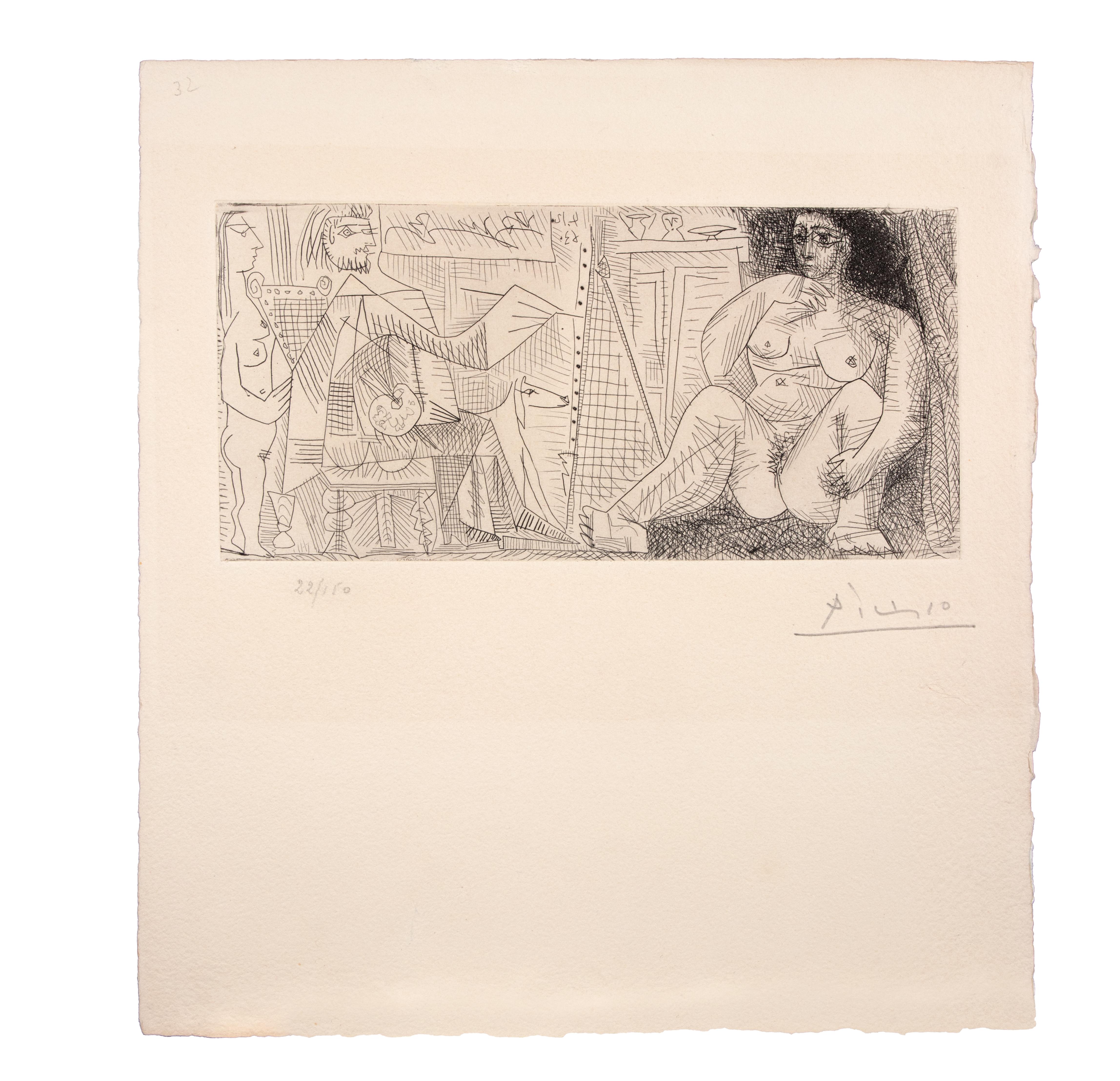 Le Peintre et Son Modèle - Etching by Pablo Picasso - 1963 For Sale 2