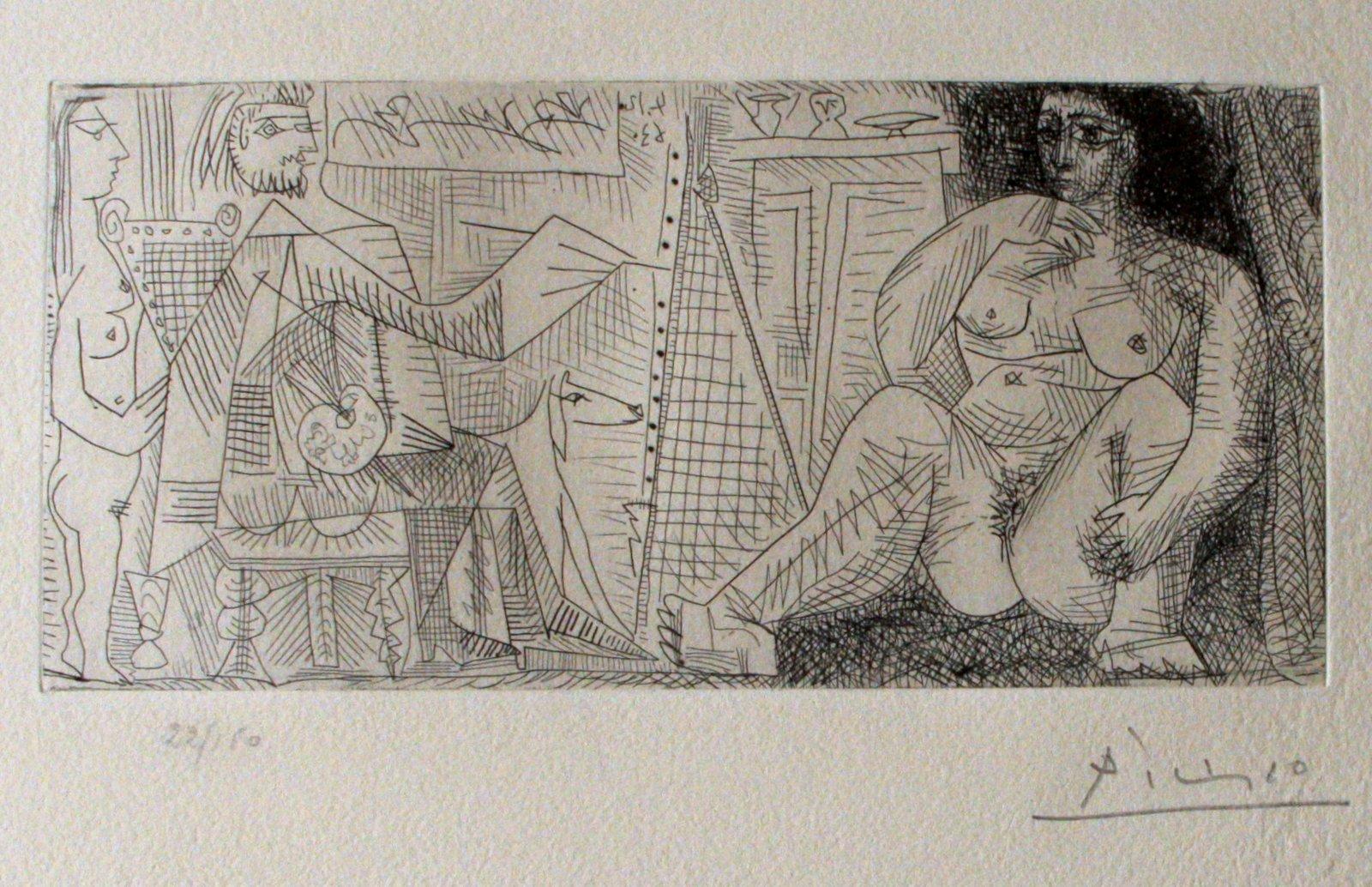 Le Peintre et Son Modèle - Etching by Pablo Picasso - 1963