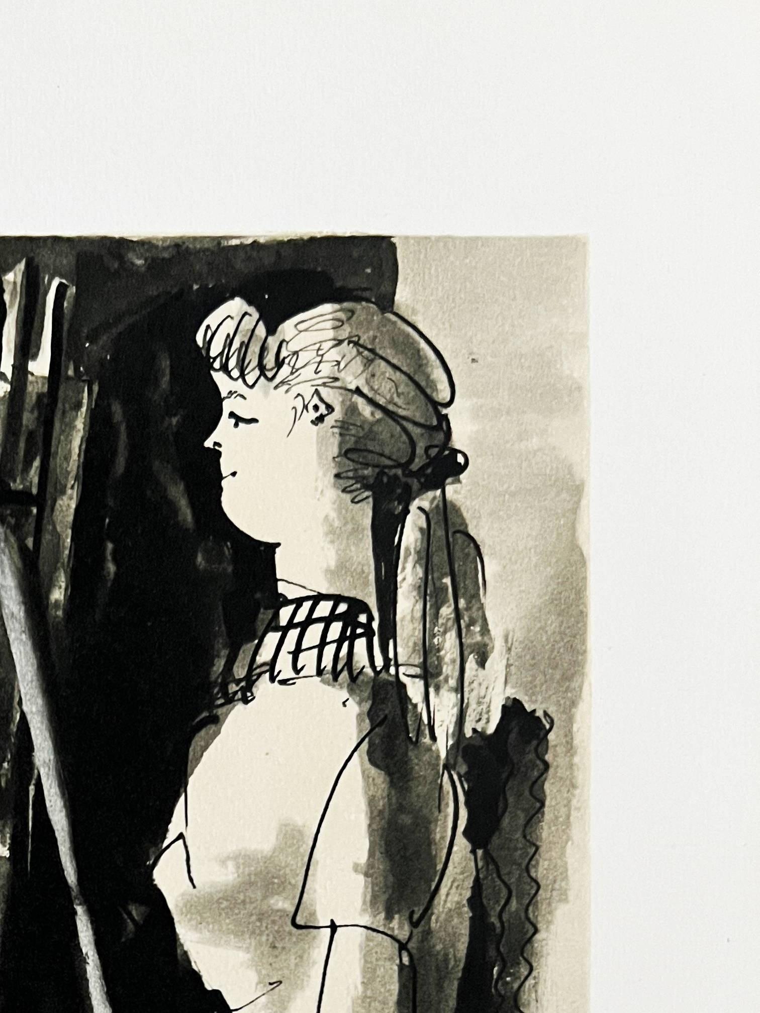 Der Pianist und sein Modell I (Braun), Figurative Print, von Pablo Picasso