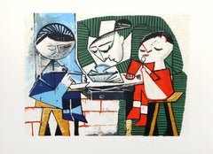 Vintage Le Repas des Enfants, Cubist Lithograph by Pablo Picasso