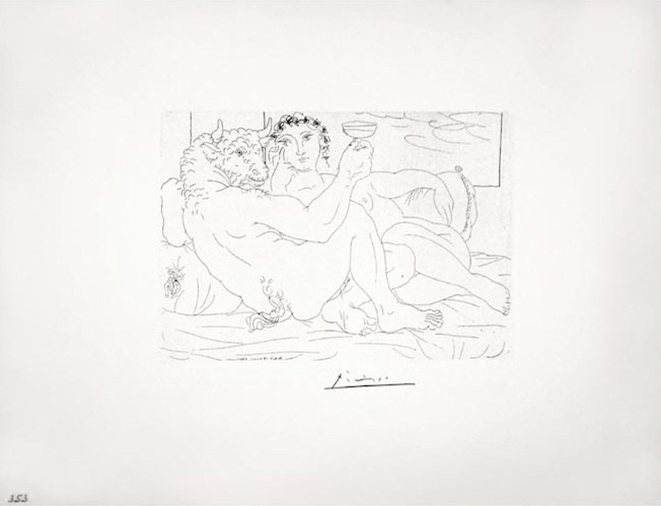 Pablo Picasso: Le Repos du Minotaure : Champagne et Amante (S.V. 83) B0190
