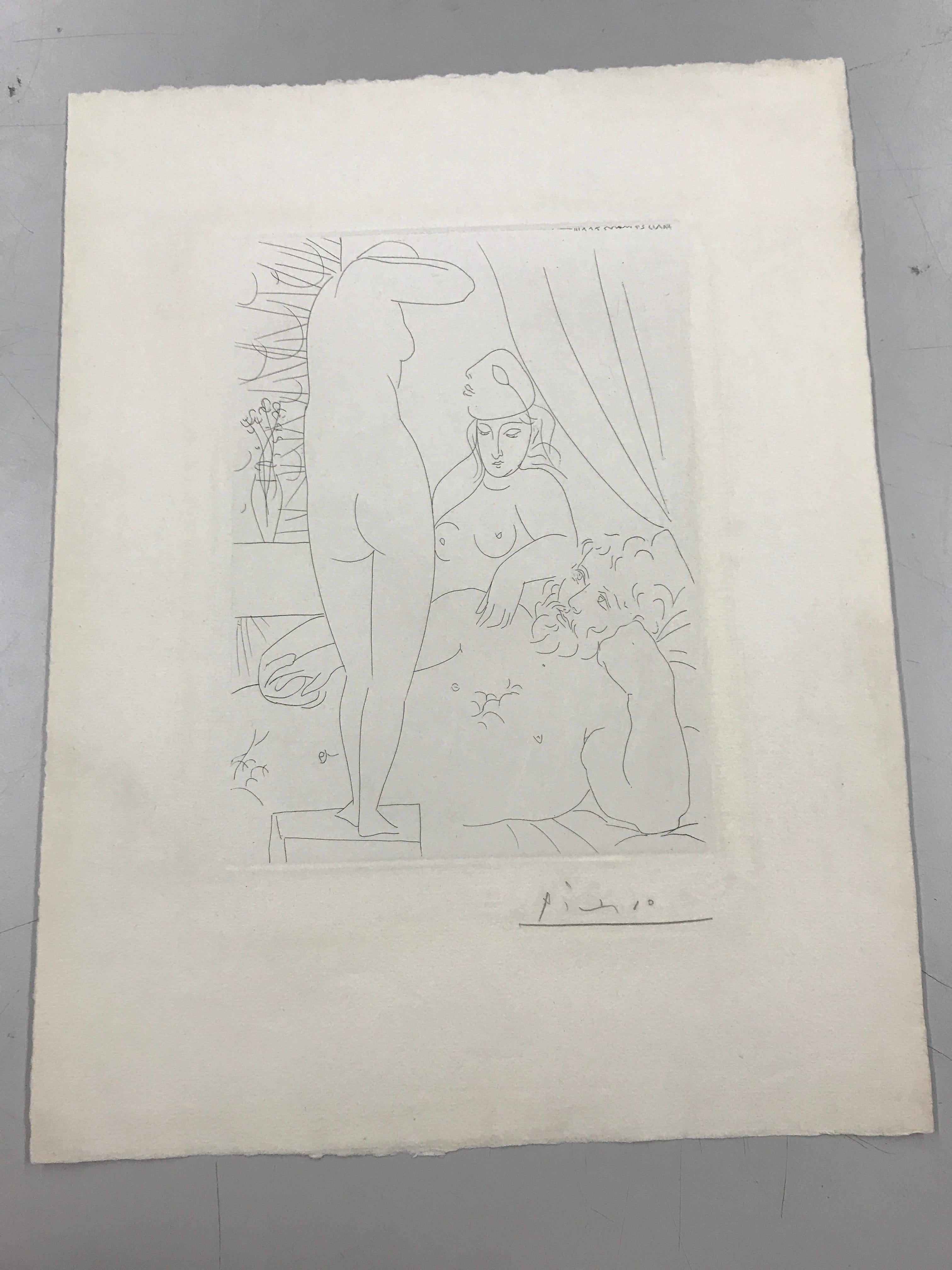 Le Repos du Sculpteur et le Modèle au Masque - Print by Pablo Picasso