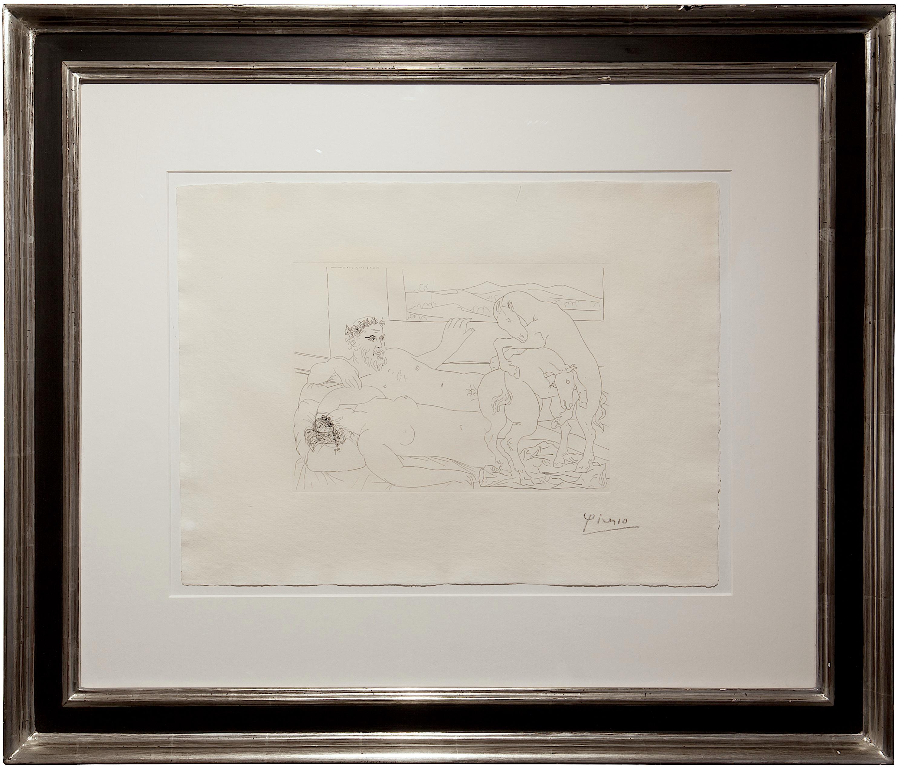 Le repos du sculpteur III - Pablo Picasso, abstract, etching, mid-20th century For Sale 1