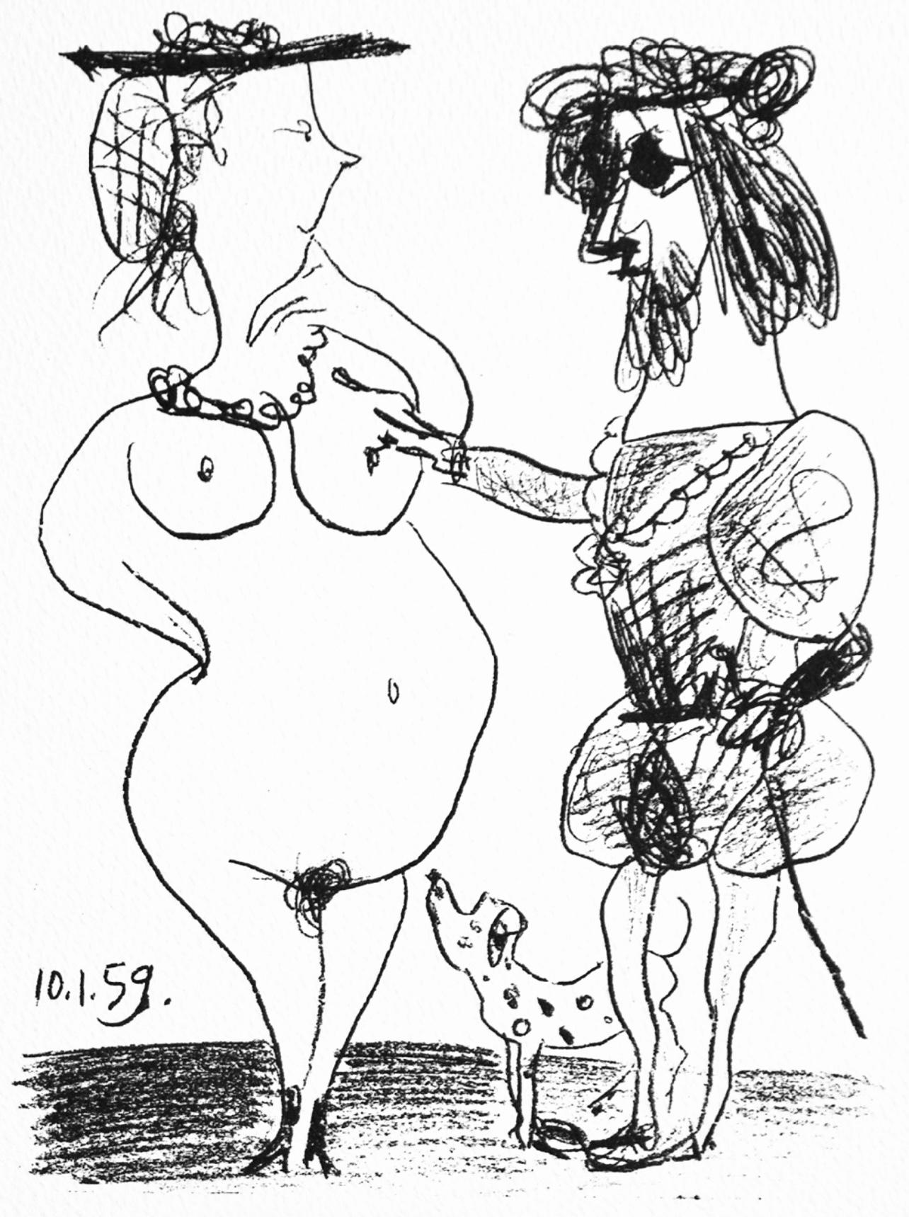 Pablo Picasso Abstract Print - Le seigneur et la dame (Mourlot 322), Souvenirs et Portraits d'Artistes