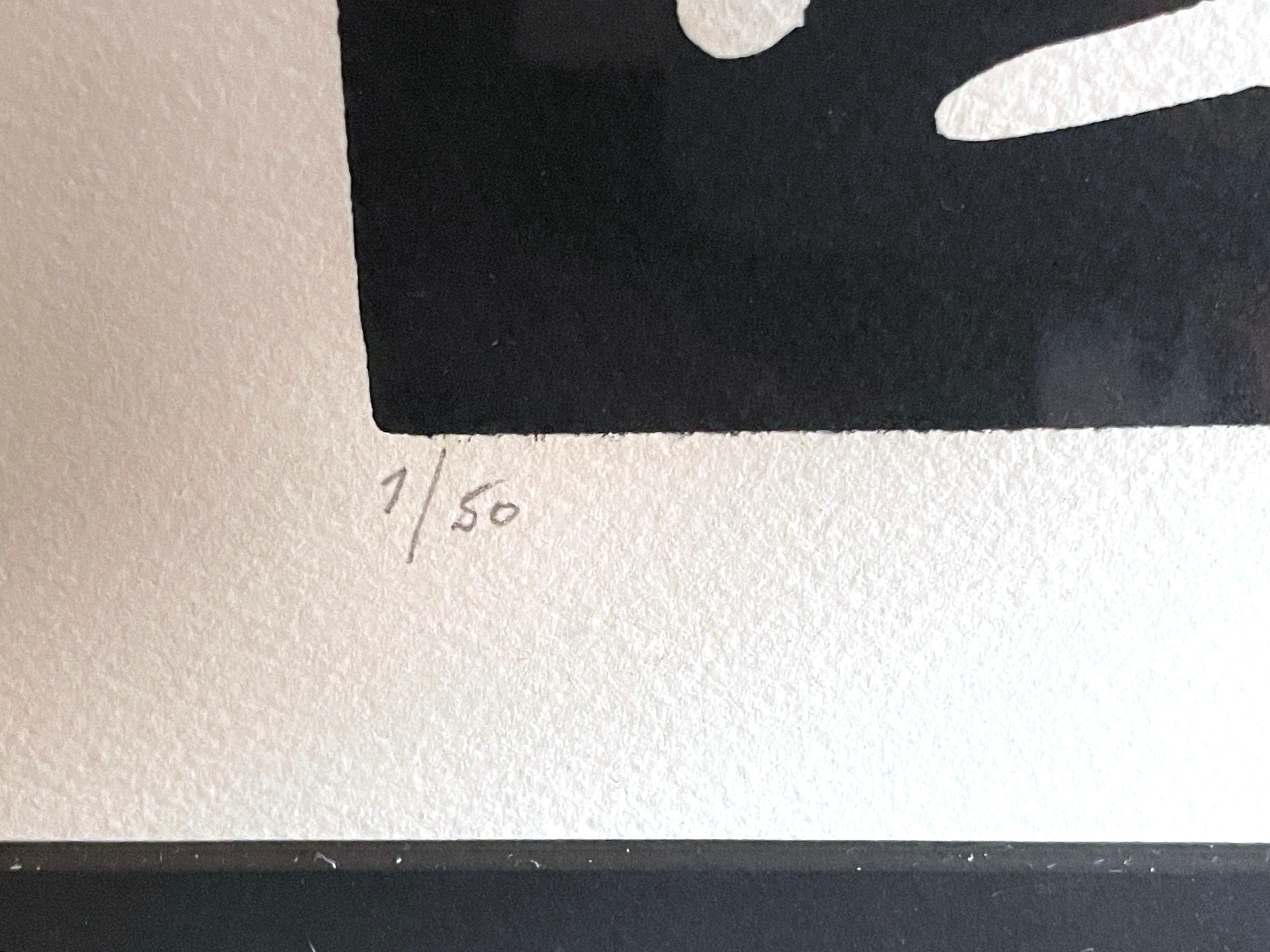 Le Thé: Deux Femmes Nues et une Chat: raro grabado original en linóleo firmado, nº 1/50 - Print Abstracto de Pablo Picasso