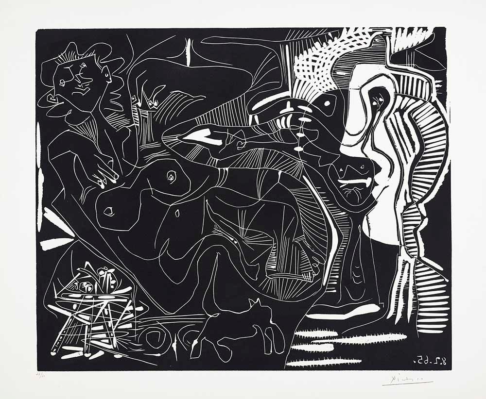 Pablo Picasso Figurative Print - Le Thé: Deux Femmes Nues et un Chat (The Tea: Two Naked Women and a Cat)