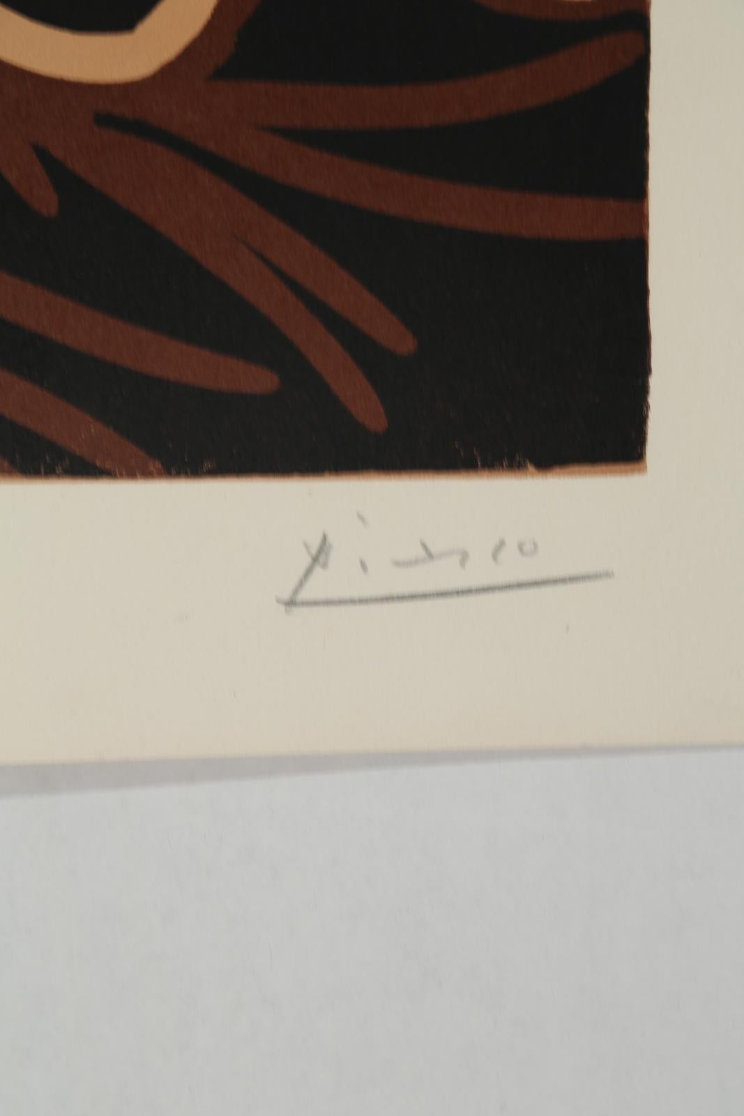 Le Vase de Fleurs (BL. 914; Baer 1242), Pablo Picasso Signed Linocut For Sale 2