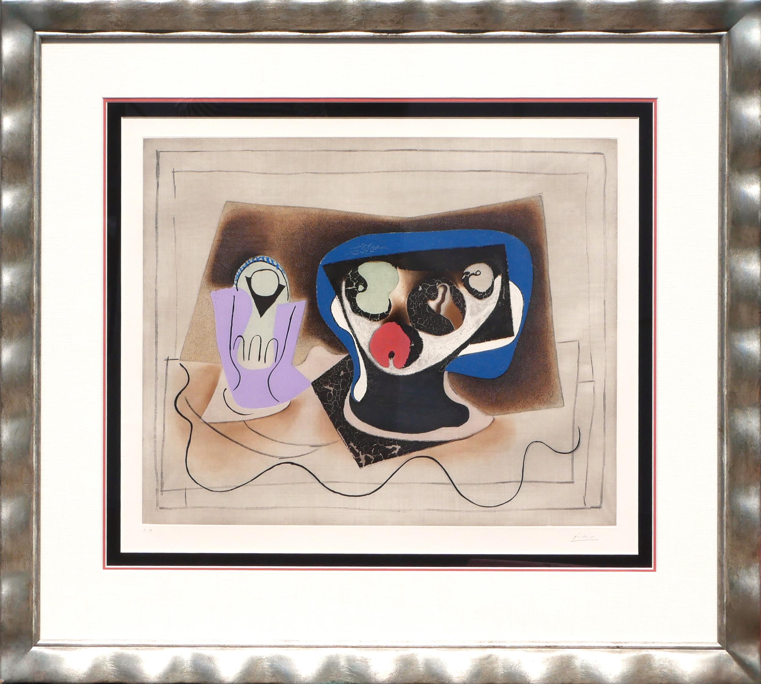 Pablo Picasso Still-Life Print - “Le Verre d’Absinthe” Modern Cubist Interior Sill Life Etching & Aquatint
