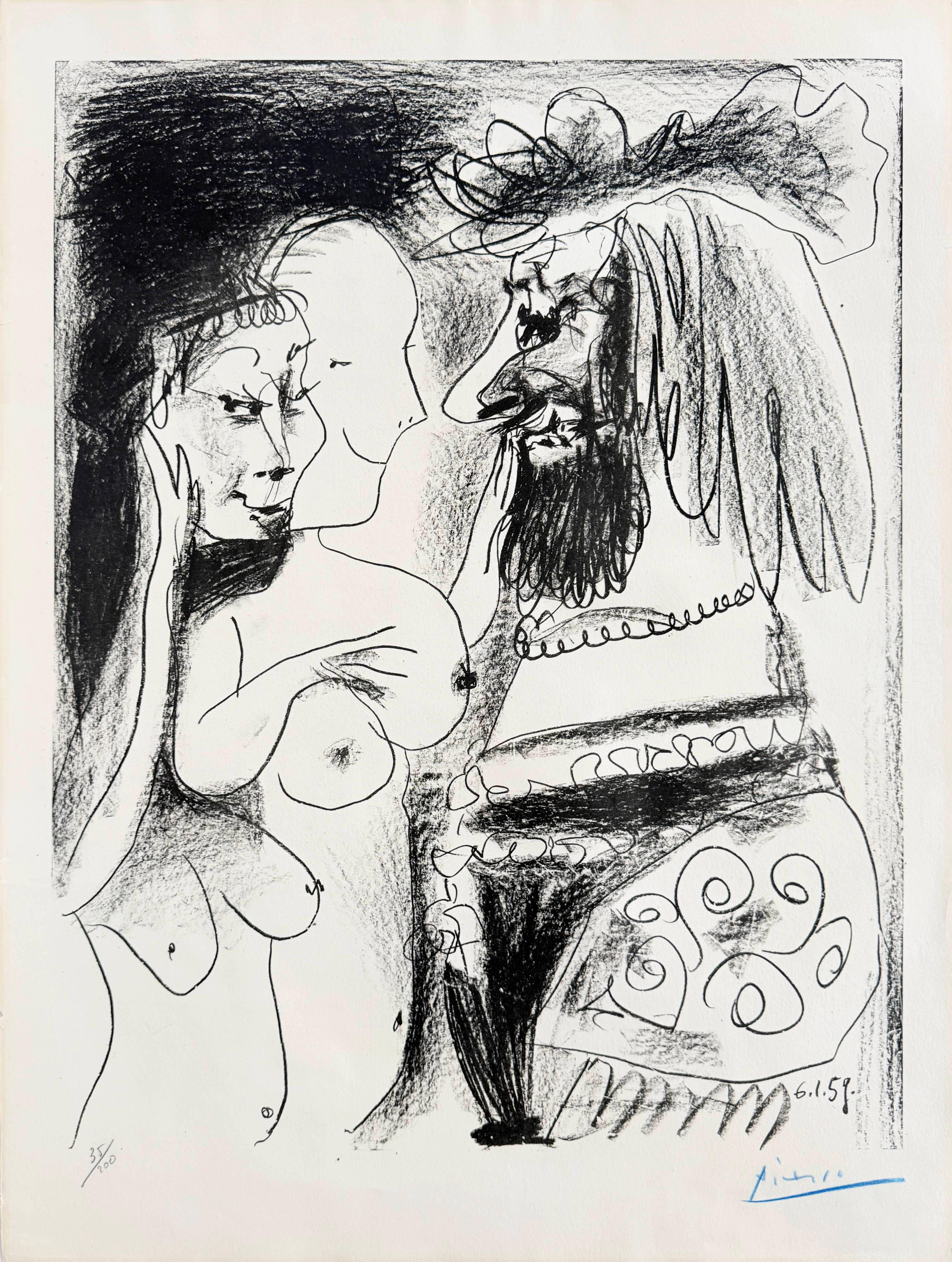 Le Vieux Roi Lithograph by Picasso, Modern Style, Signed, 1959 Edition