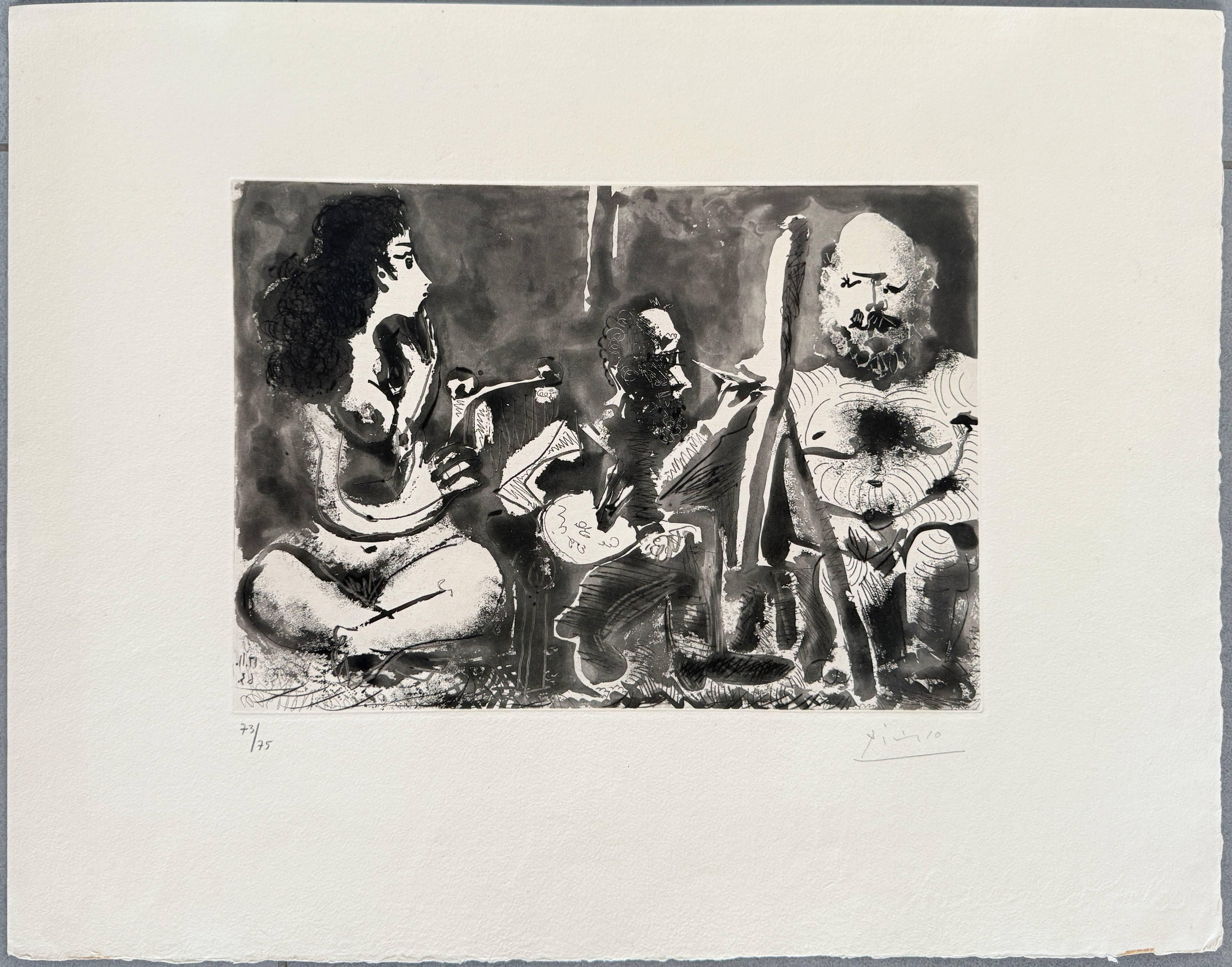 Technique: Aquatint and etching
Paper: Gourbeyre wove paper with watermark “Au Vent d’Arles”
Edition: 73/75
Signed: Hand-signed and numbered in pencil
Printer: Atelier Crommelynck, Paris
Sheet: 41.8 × 54 cm (16.5 × 21.3 in)
Frame (approx.): 66 × 78