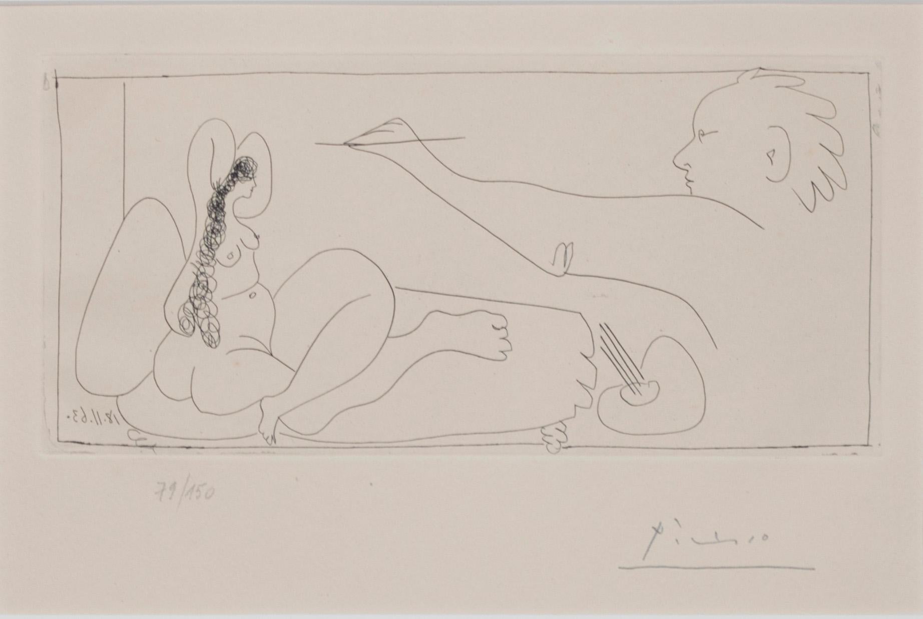 « Les Dames de Mougins », gravure originale d'un nu et d'un artiste signé Pablo Picasso 2