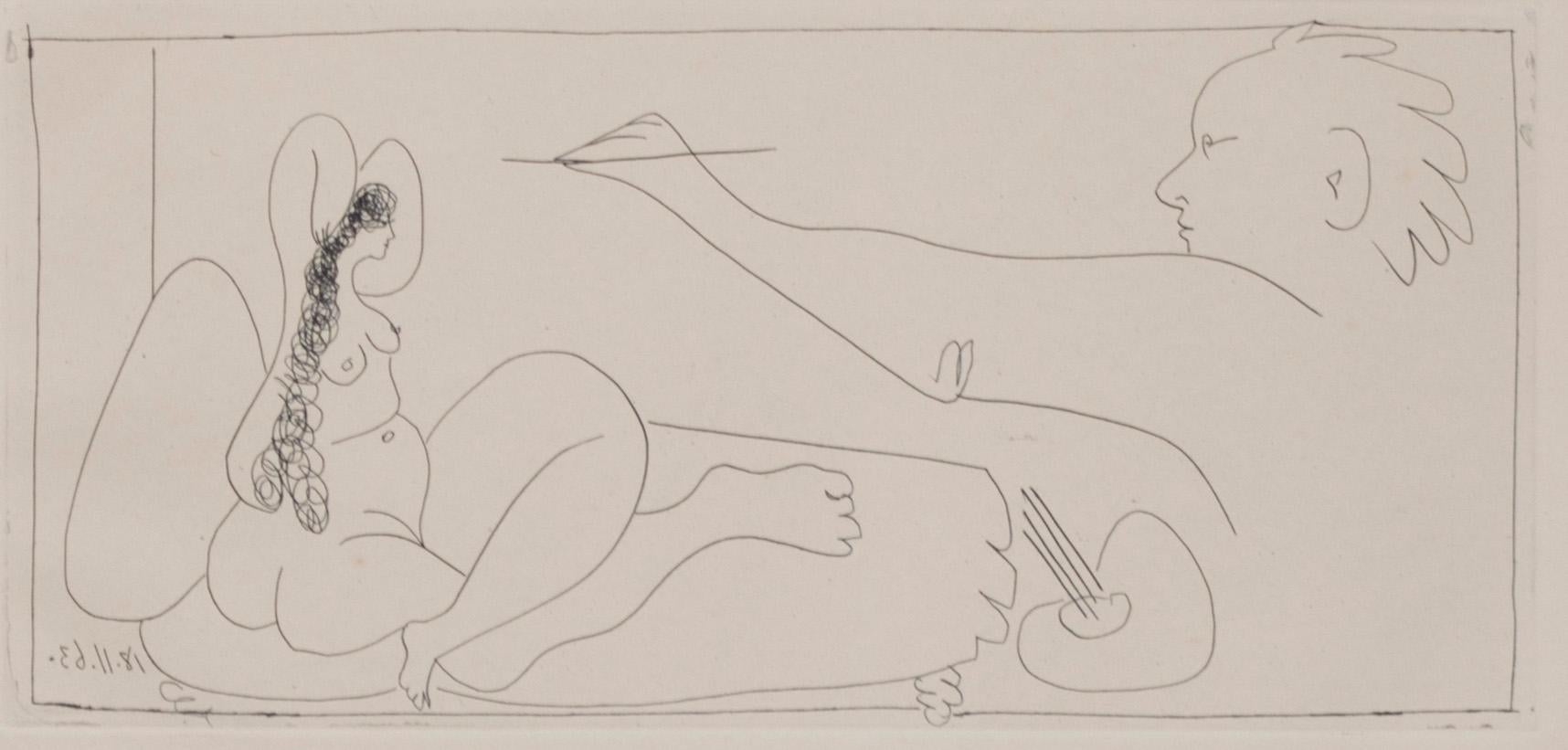 'Les Dames de Mougins' original etching artist and nude signed by Pablo Picasso 1