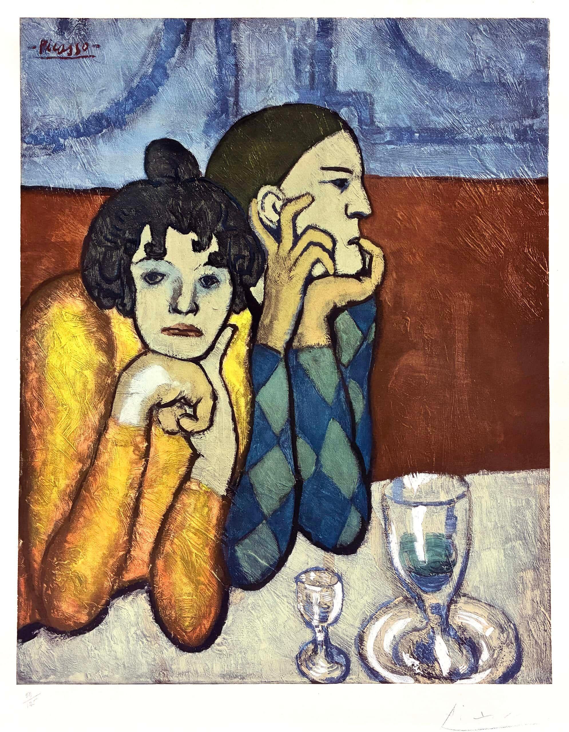 Abstract Print Pablo Picasso - Les Deux Saltimbanques : l'Arlequin et sa compagne