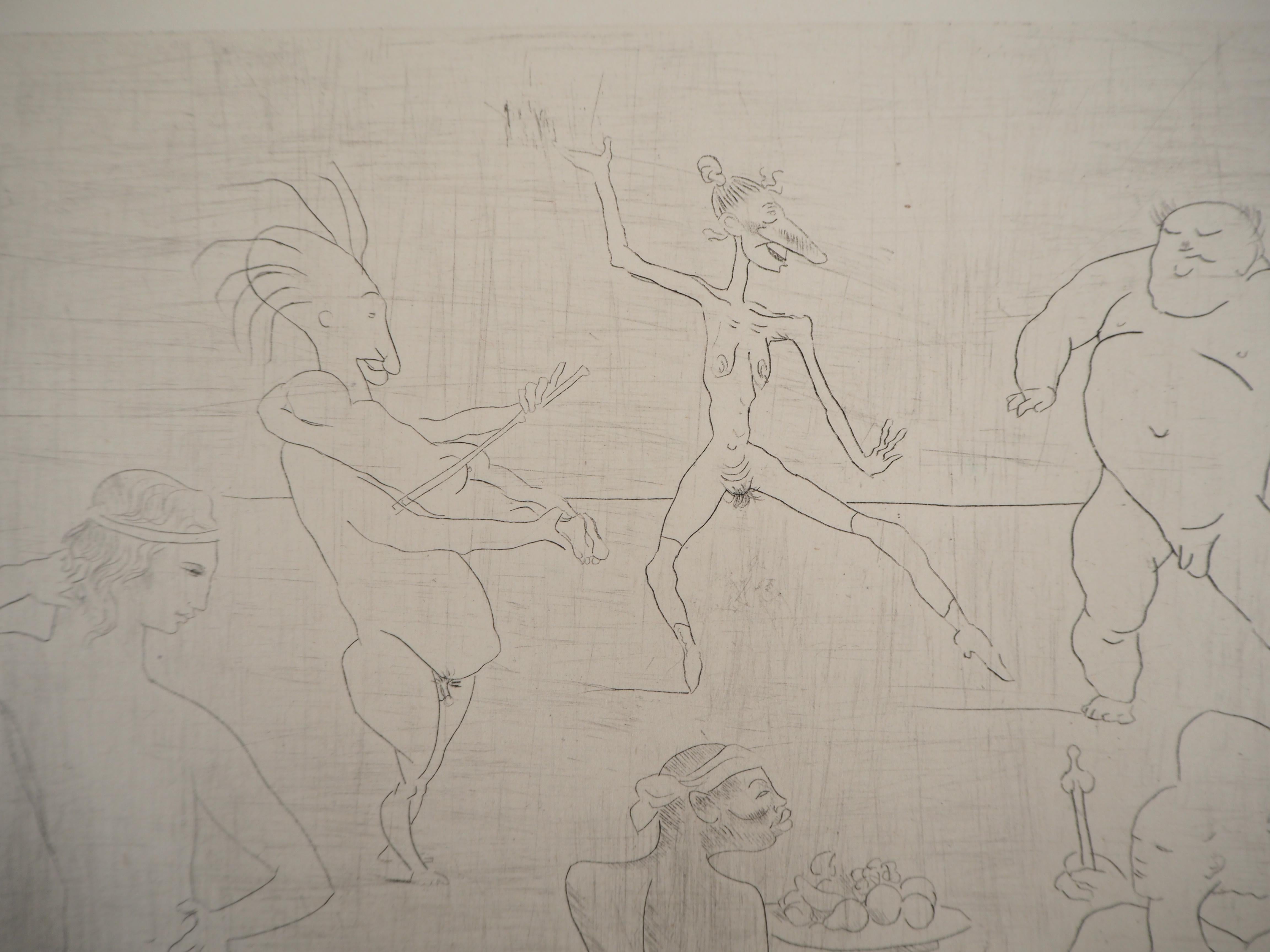 Les Saltimbanques : La Danse - Eau-forte originale (Bloch n°15) - Gris Figurative Print par Pablo Picasso