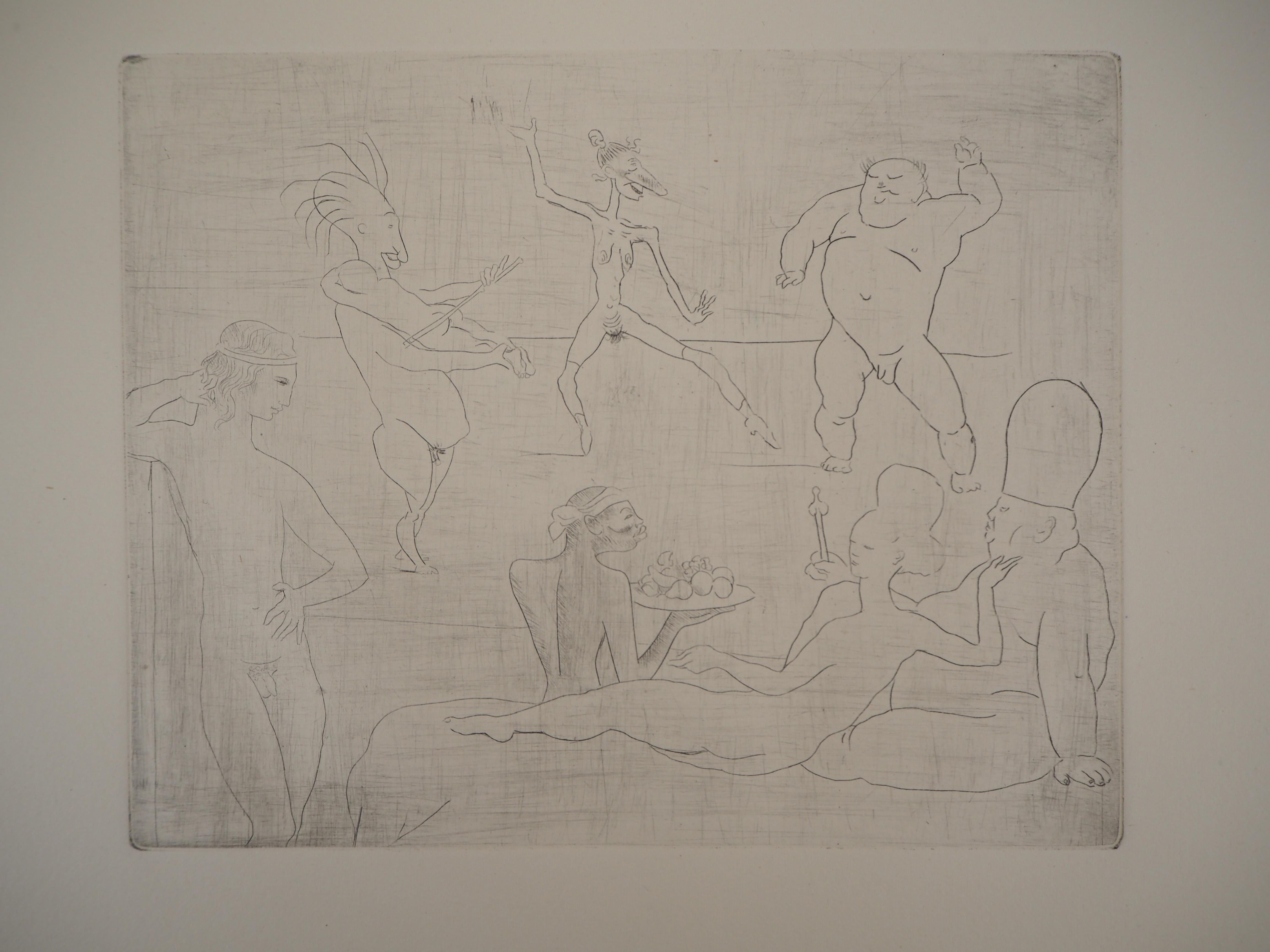 Pablo Picasso Figurative Print - Les Saltimbanques : La Danse - Original etching (Bloch #15)