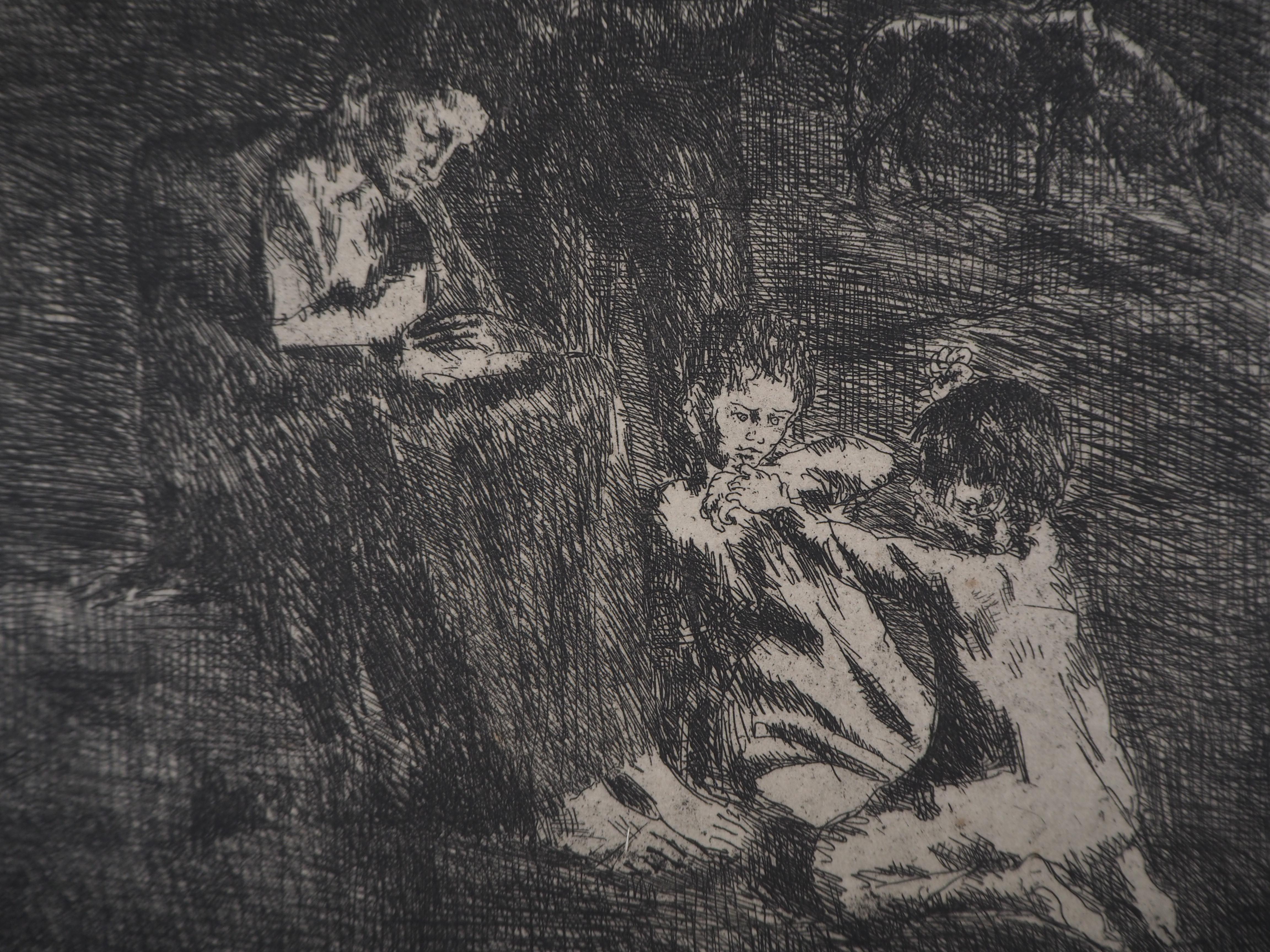 Les Saltimbanques : Les Pauvres - Original etching (Bloch #2) - Gray Figurative Print by Pablo Picasso
