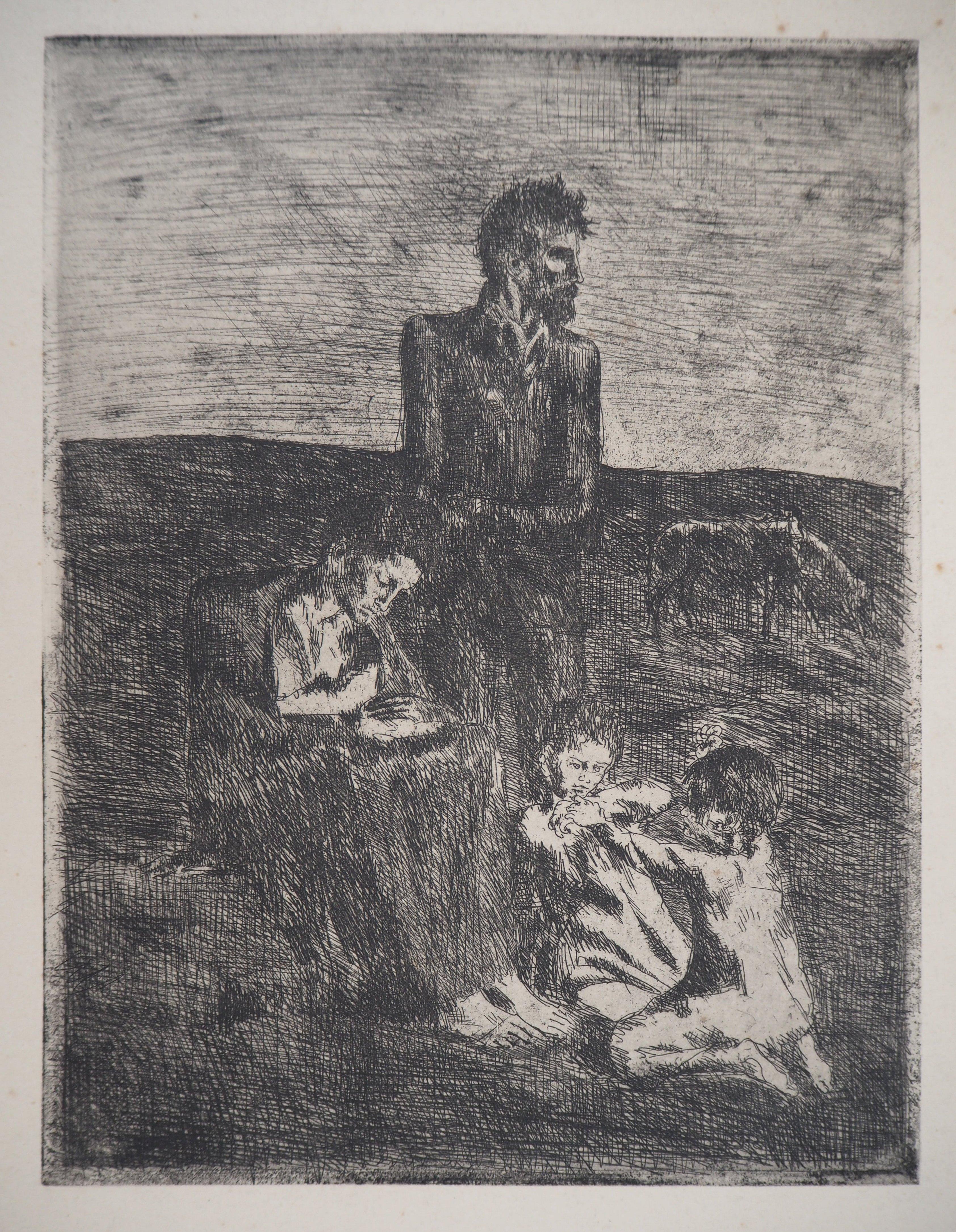 Pablo Picasso Figurative Print - Les Saltimbanques : Les Pauvres - Original etching (Bloch #2)