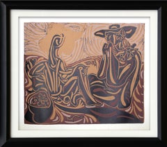 Les Vendangeurs (34), Cubist Linocut after Pablo Picasso
