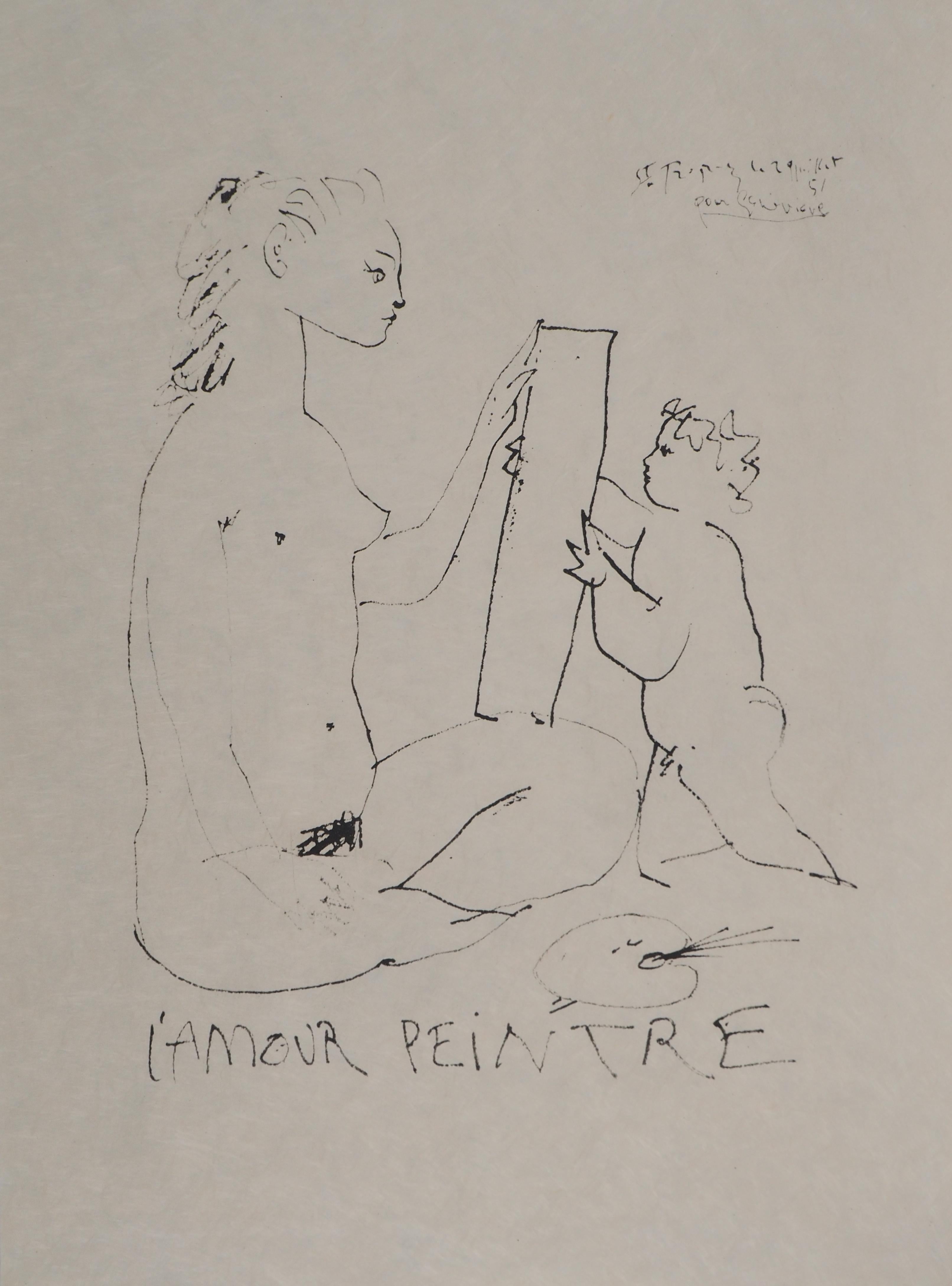 Pablo Picasso Portrait Print - Love as a Painter - Lithograph