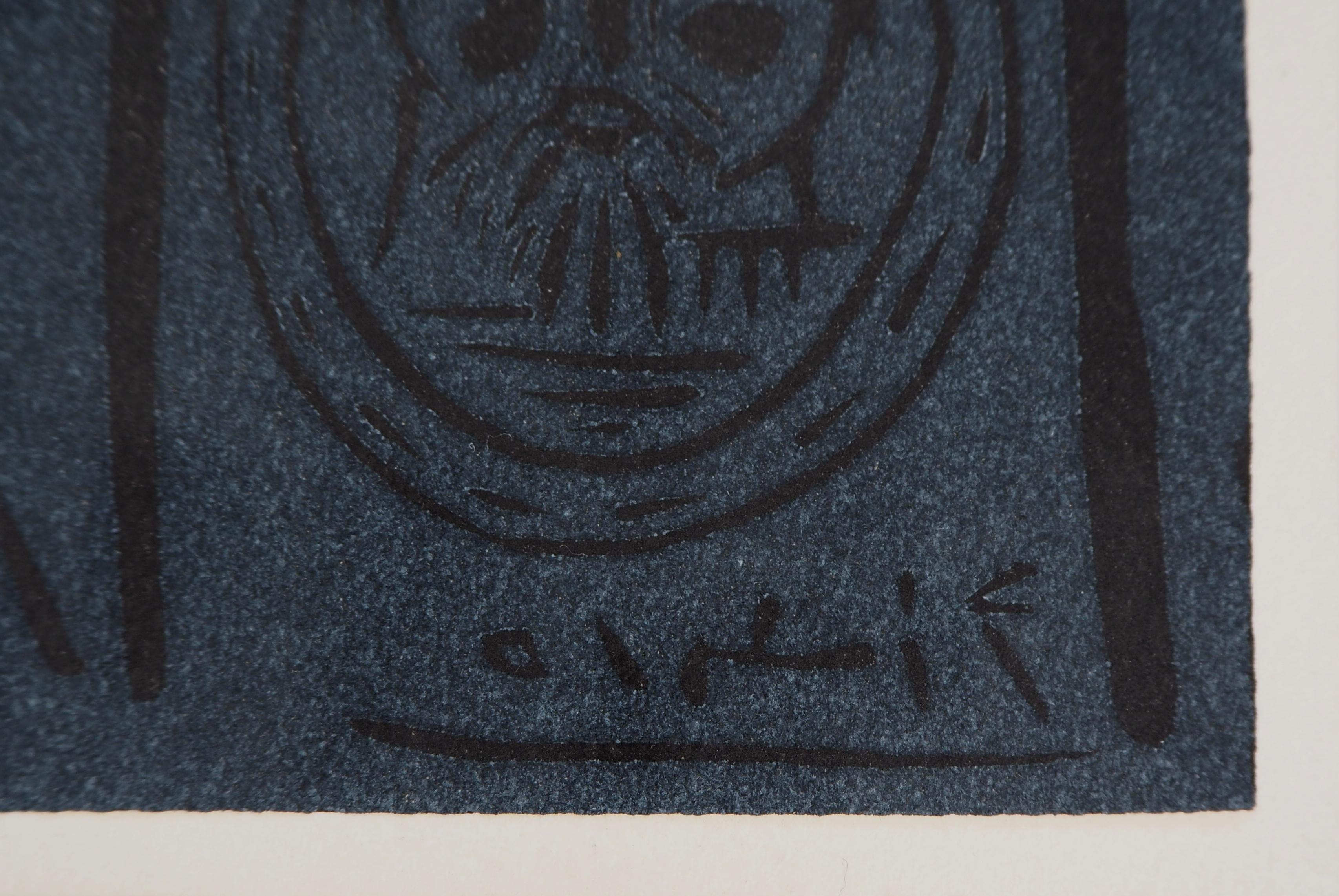 Madoura: Pottery and Fauns - Original linocut, 1961 (Bloch #1021 / Baer #1270) - Print by Pablo Picasso