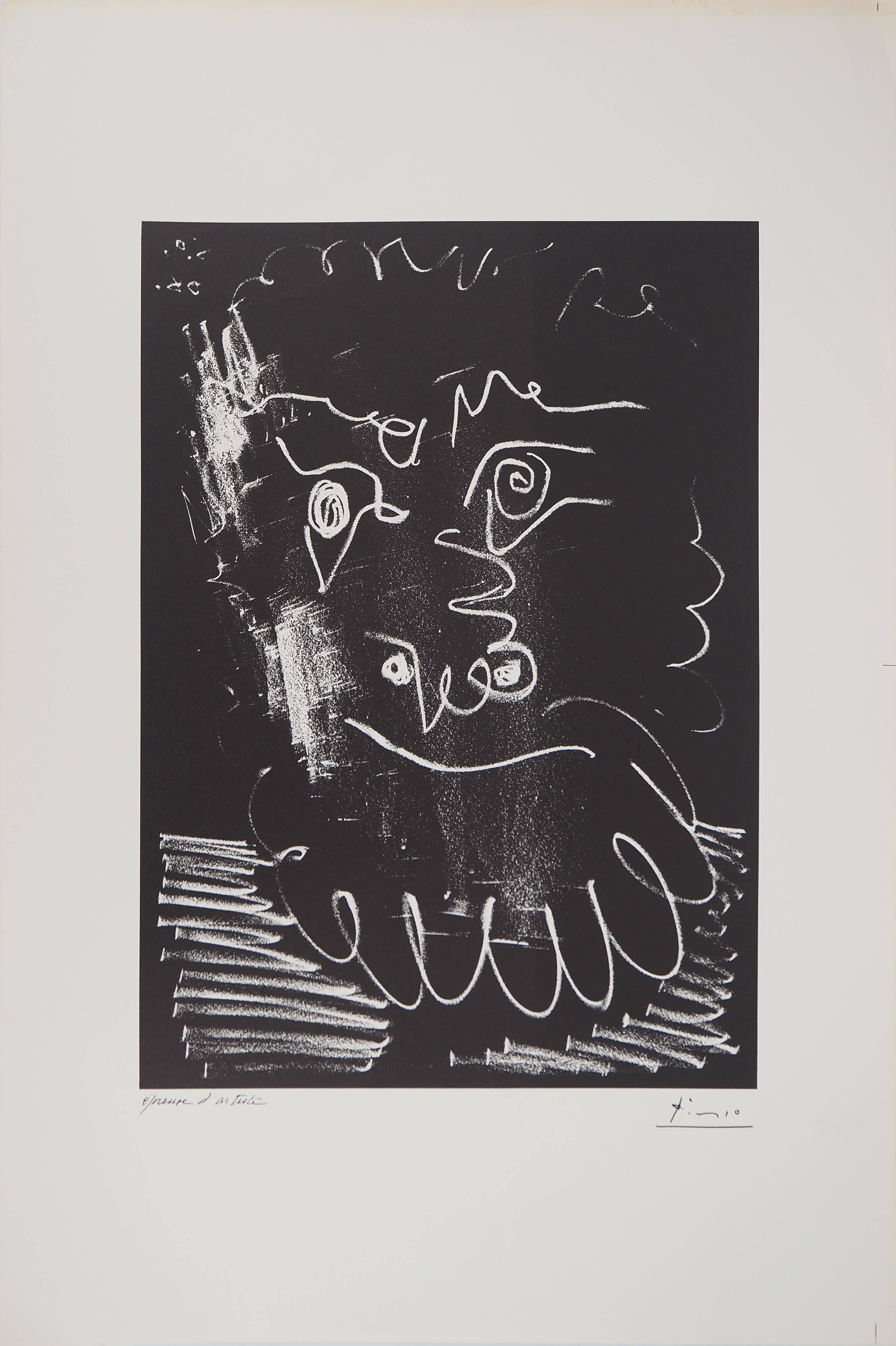 Figurative Print de Pablo Picasso - Hombre con barba - Litografía - Firma impresa