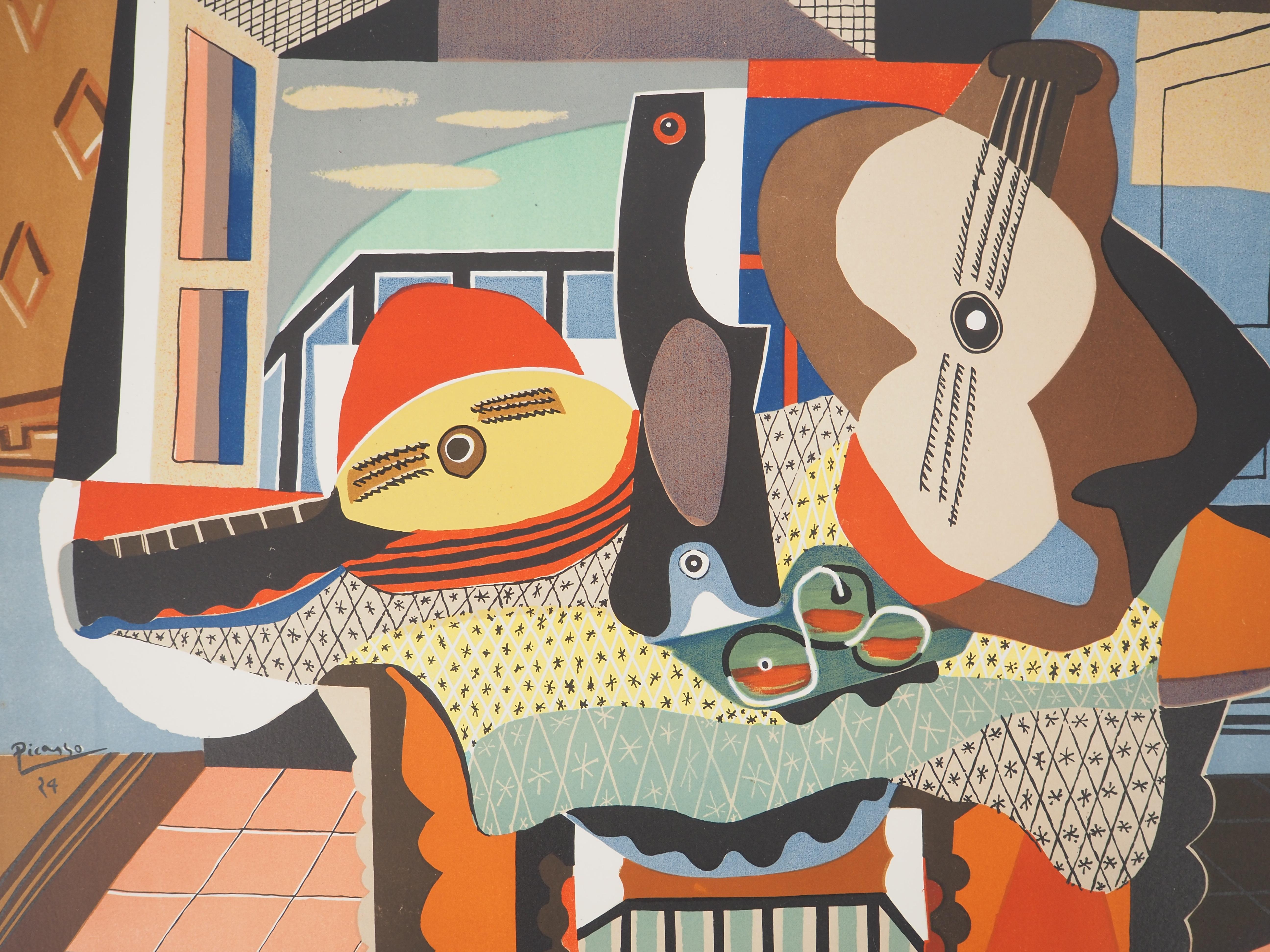 Mandolin and Guitar - Lithograph (Mourlot) - Cubist Print by Pablo Picasso