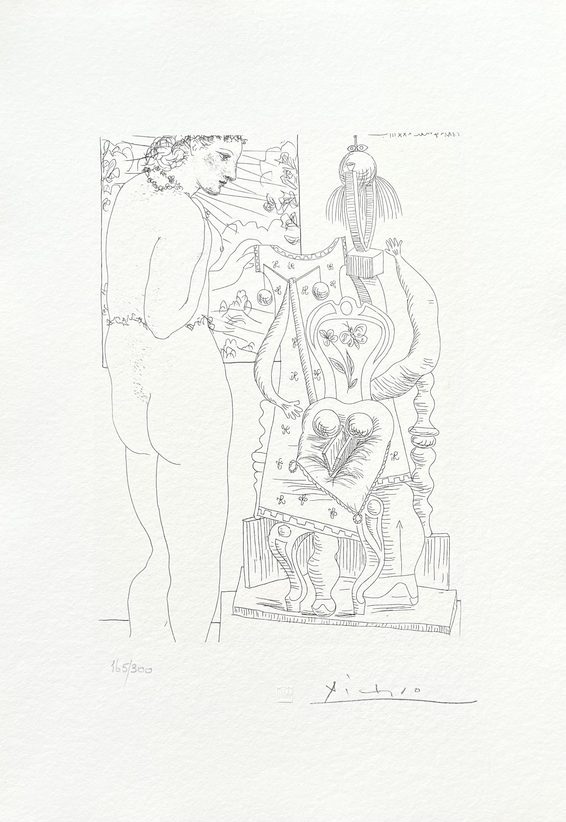Picasso, Marie-Thérèse considérant son Effigie surréaliste sculptée (nach) – Print von Pablo Picasso