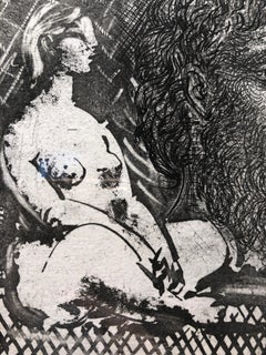 Marie-Therese en idole et trois Grecs Barbus - Original Sugar Aquatint