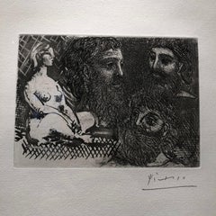 Marie-Therese en idole et trois Grecs Barbus – Original Zucker-Aquatinta