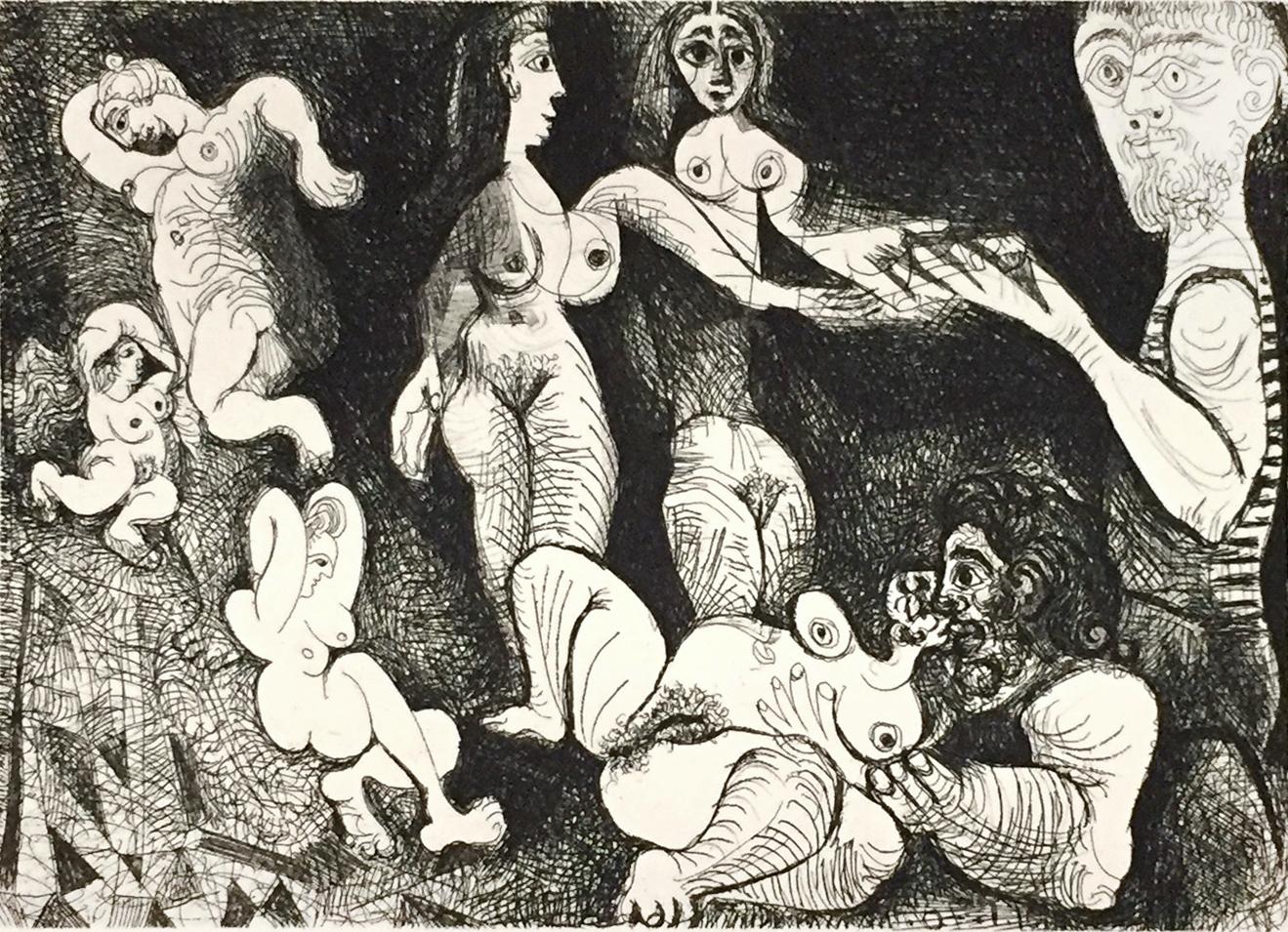 Marin Réveur avec Deux Femmes - Original Etching by P. Picasso - 1970 - Print by Pablo Picasso