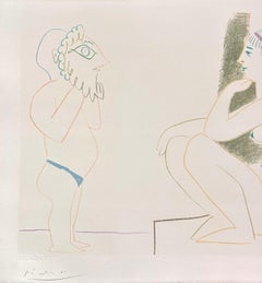 Masked Man and the Model - Hand-signed Lithograph Limited Edition, 1954