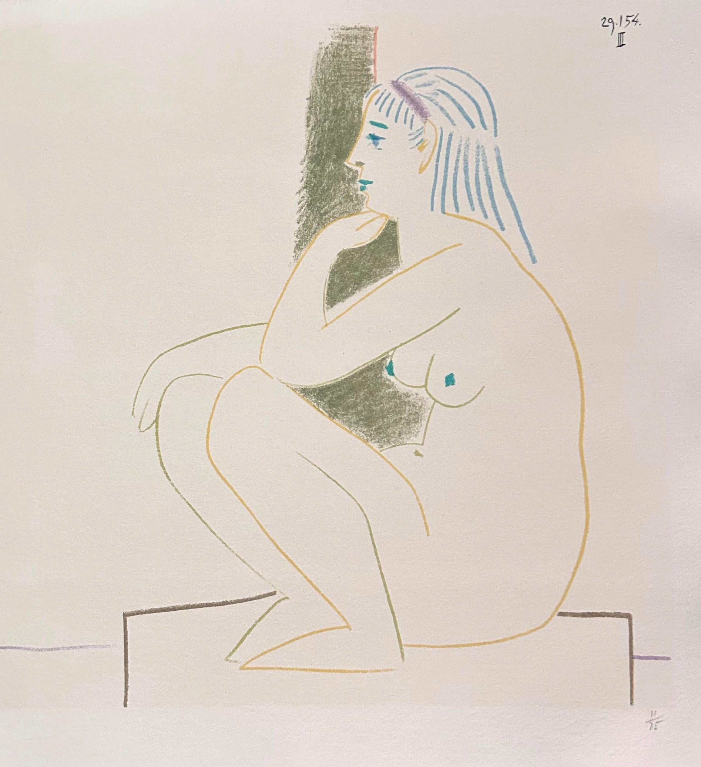 Masked Man and the Model - Hand-signed Lithograph Limited Edition, 1954 - Cubist Print by Pablo Picasso