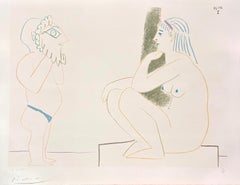 Masked Man and the Model - Hand-signed Lithograph Limited Edition, 1954