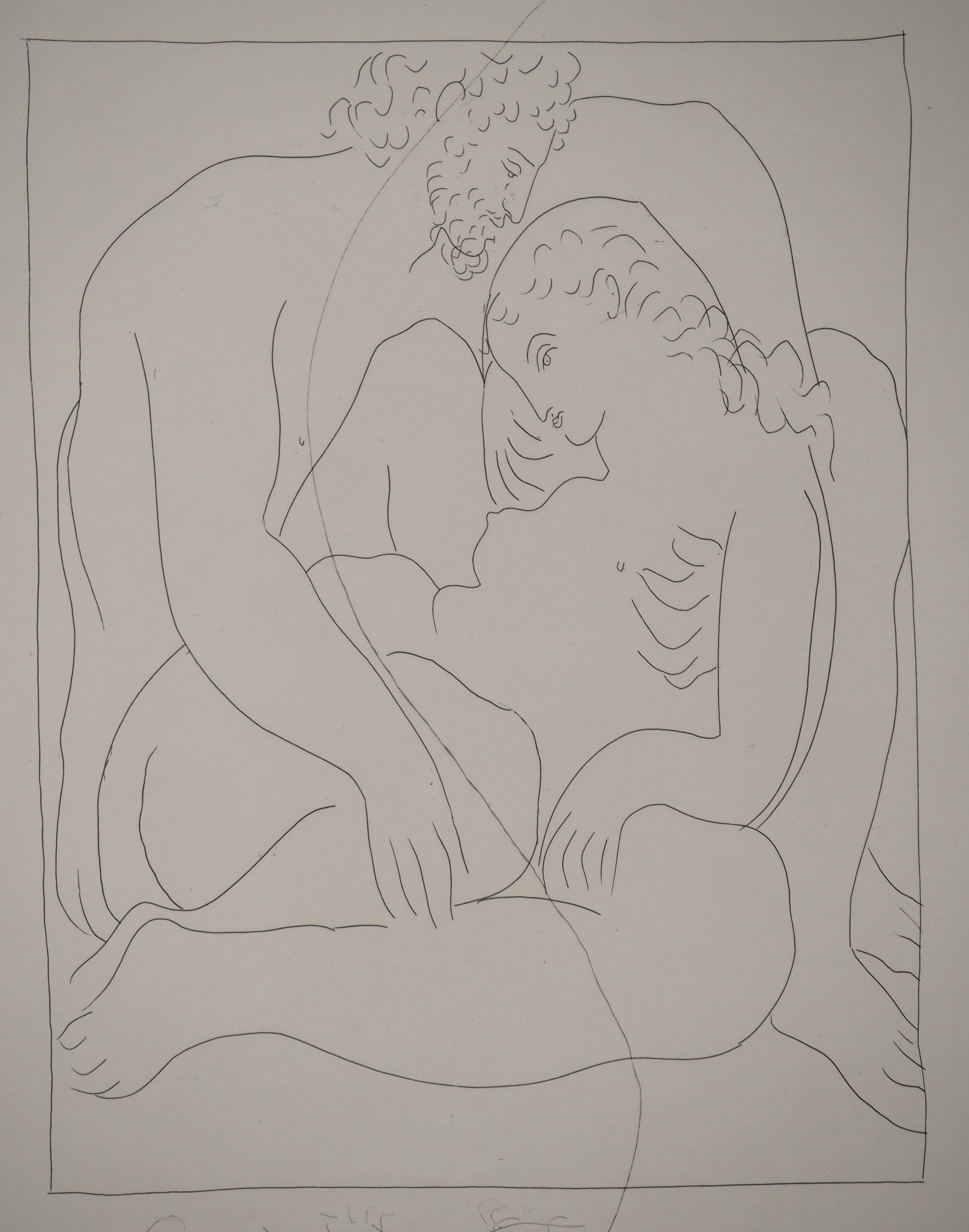 Métarmorphoses d'Ovide, Verliebtes Paar - Original-Radierung (Baer #148) (Grau), Figurative Print, von Pablo Picasso