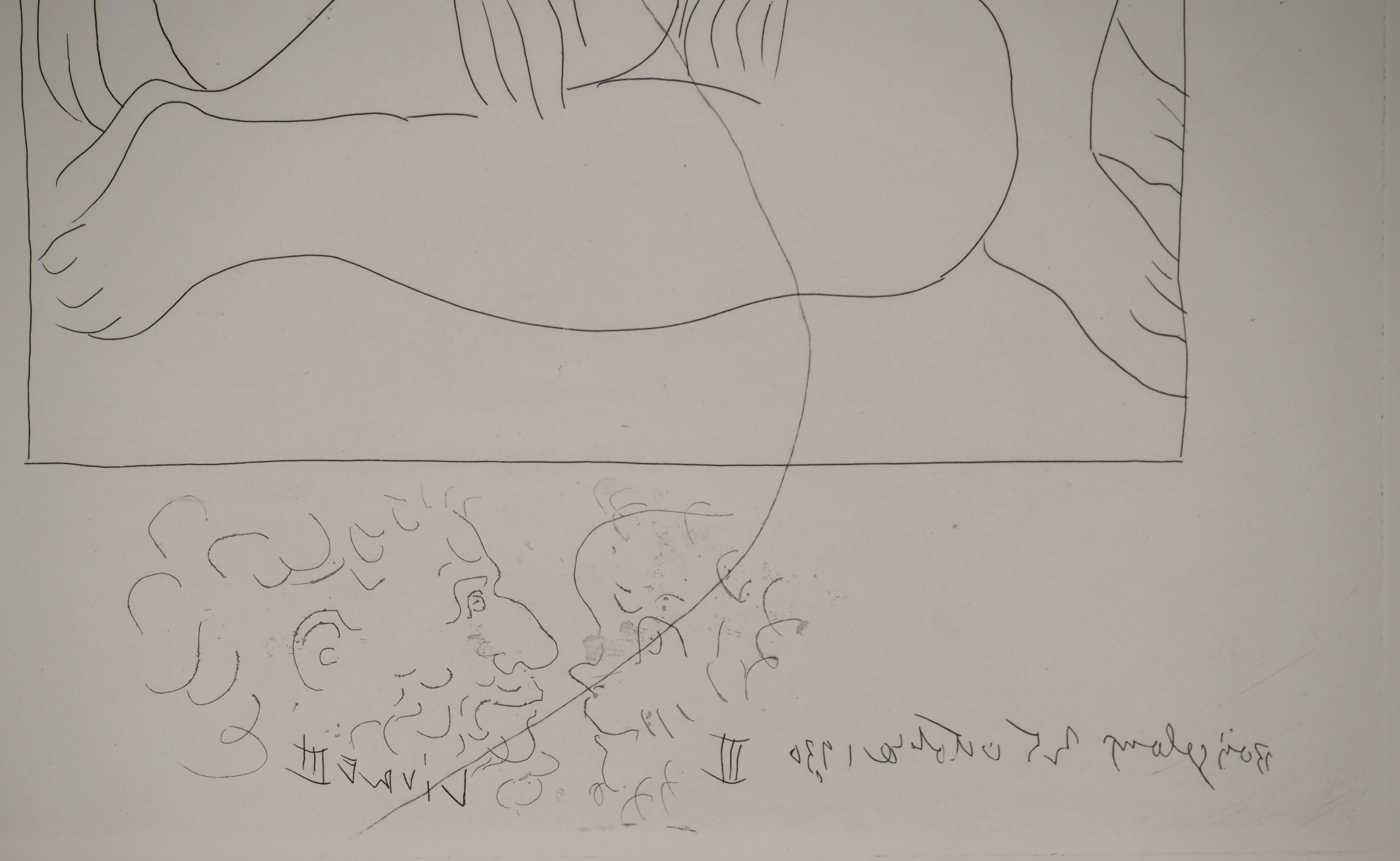 Pablo PICASSO
Métarmorphoses d'Ovide, Verliebtes Paar, 1936

Original-Radierung (Atelier Lacourière, Paris)
Vorzeichenlos
Auf BFK Rives Vellum 32,5 x 25 cm (12,7 x 9,8 Zoll)

REFERENZEN : 
- Gesamtkatalog Bloch #104
- Katalog raisonne Baer