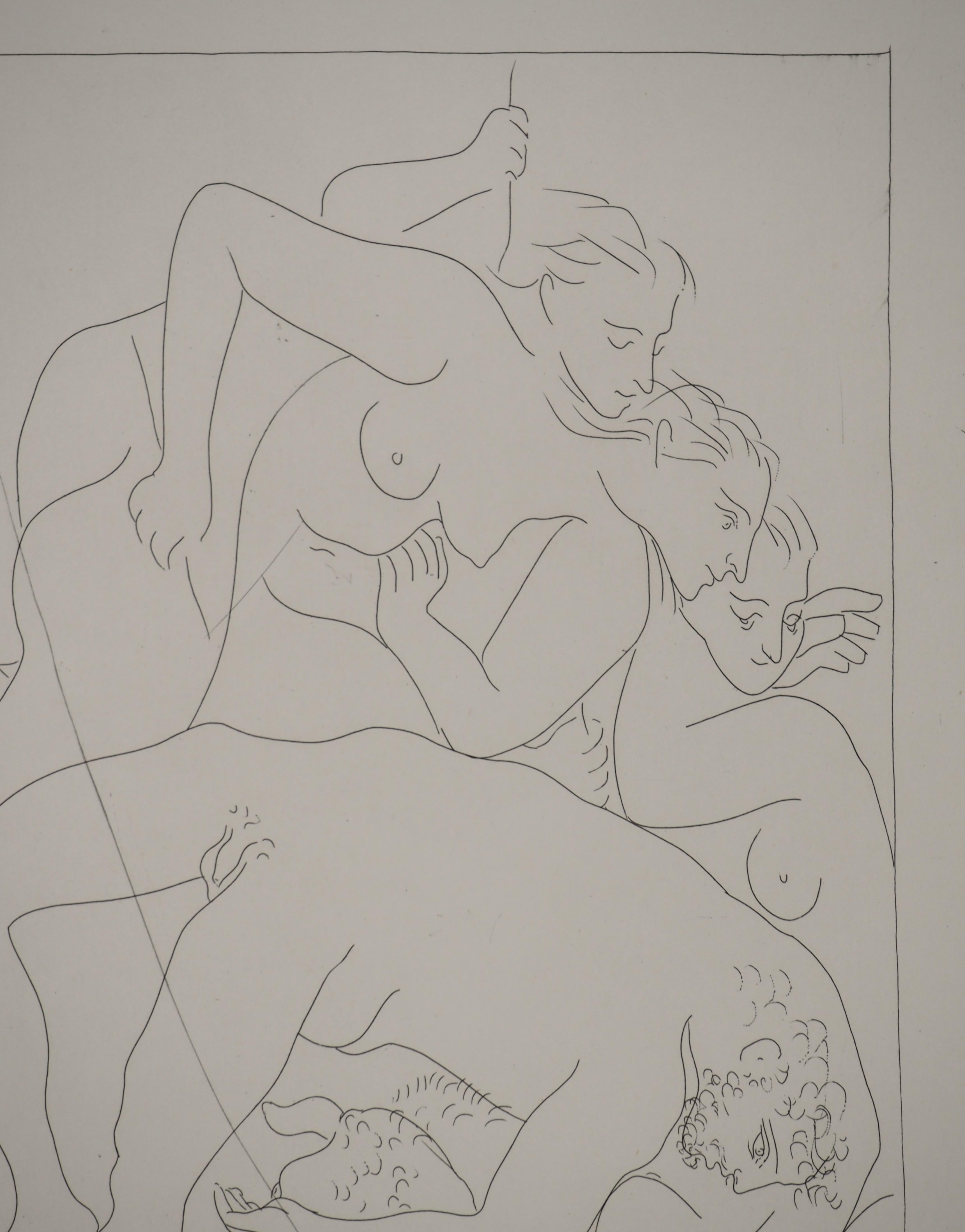 Métarmorphoses d'Ovide, Mort d'Orphée - Gravure originale (Baer #164) - Gris Figurative Print par Pablo Picasso