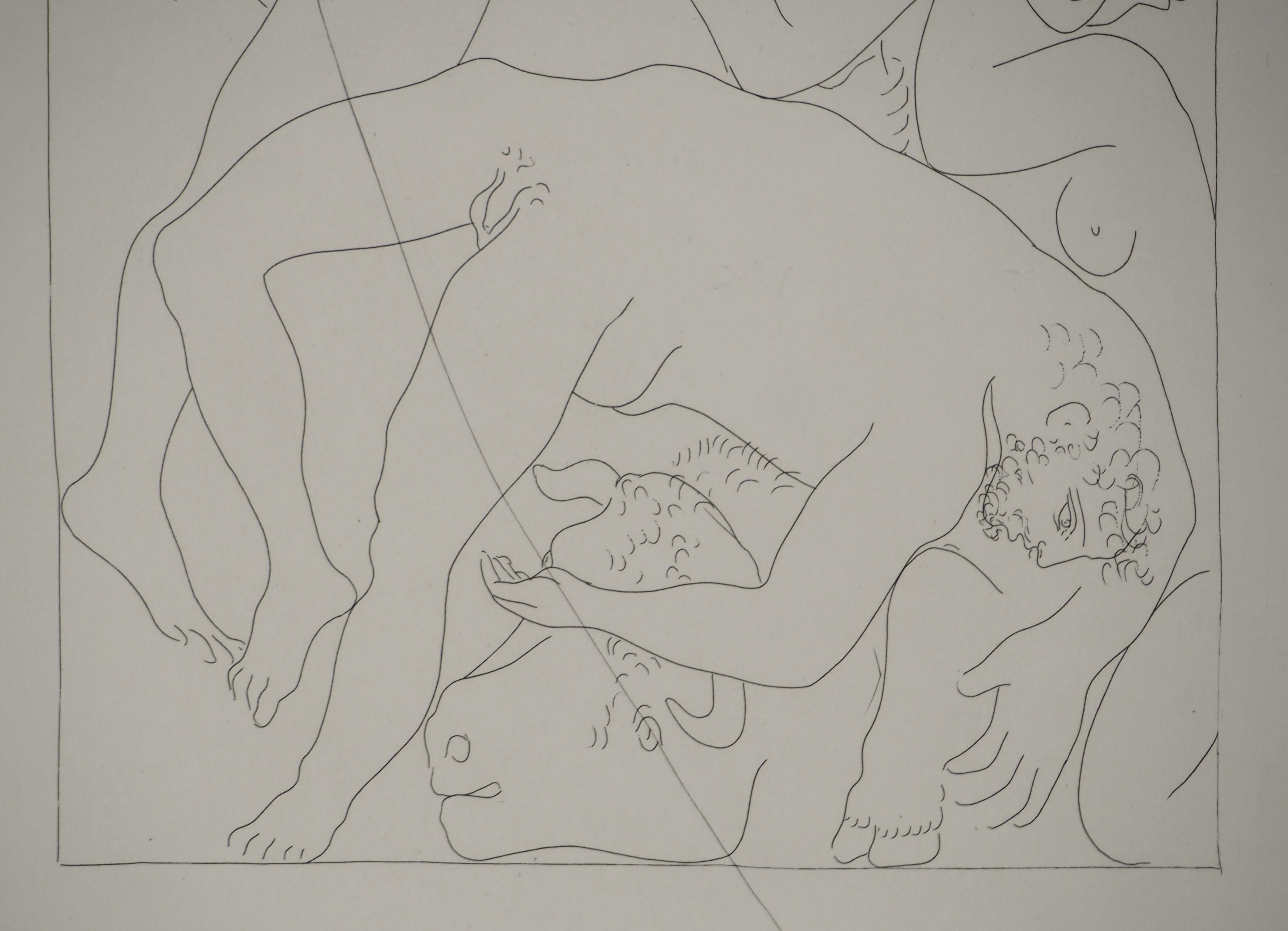 Pablo PICASSO
Métarmorphoses d'Ovide, Mort d'Orphée, 1936

Gravure originale (Atelier Lacourière, Paris)
Non signé
Sur vélin BFK Rives 32,5 x 25 cm (12,7 x 9,8 in)

REFERENCES : 
- Catalogue raisonné Bloch #120
- Catalogue raisonné Baer