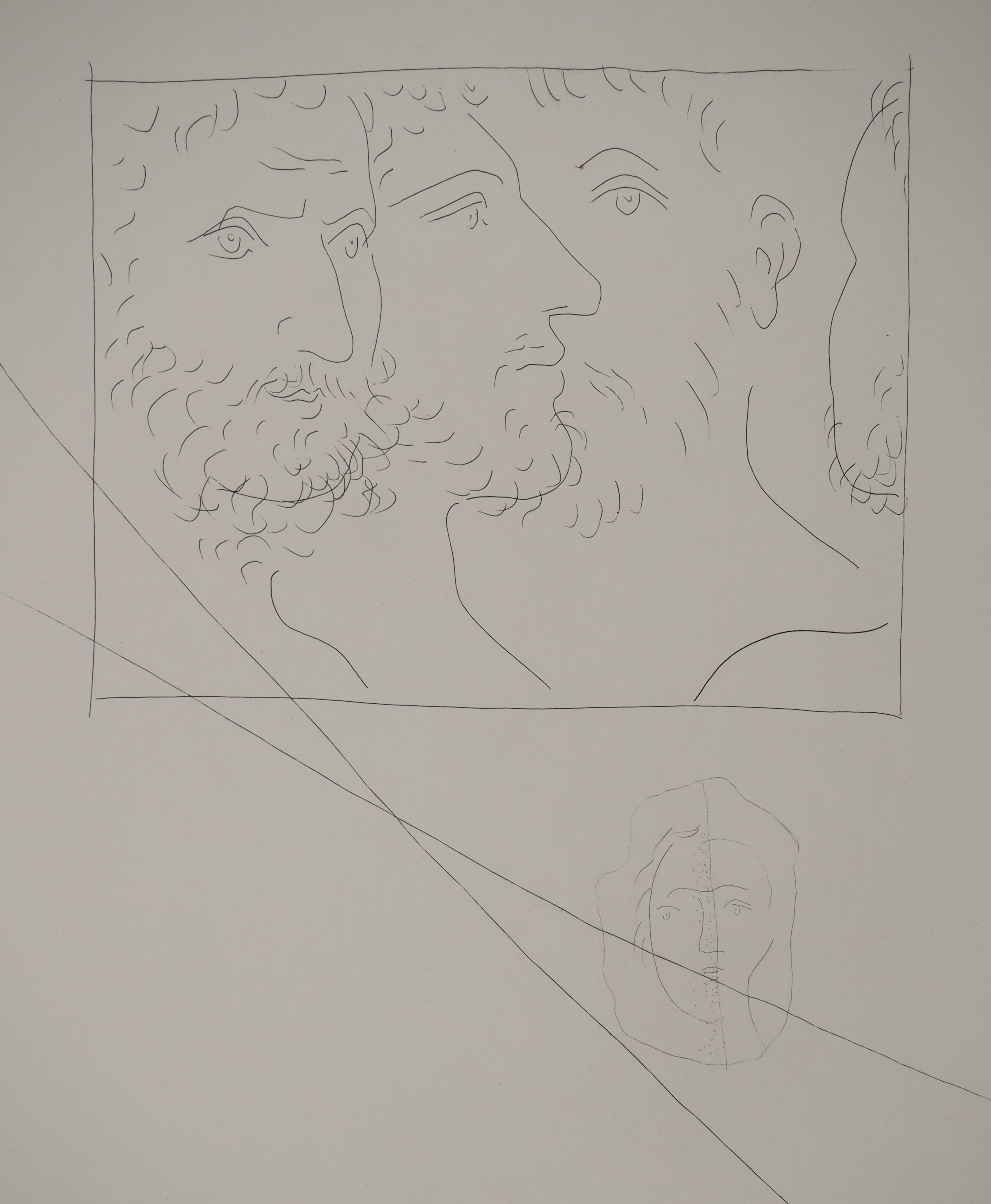 Métarmorphoses d'Ovide, Vier Köpfe - Original-Radierung (Baer #151) (Moderne), Print, von Pablo Picasso
