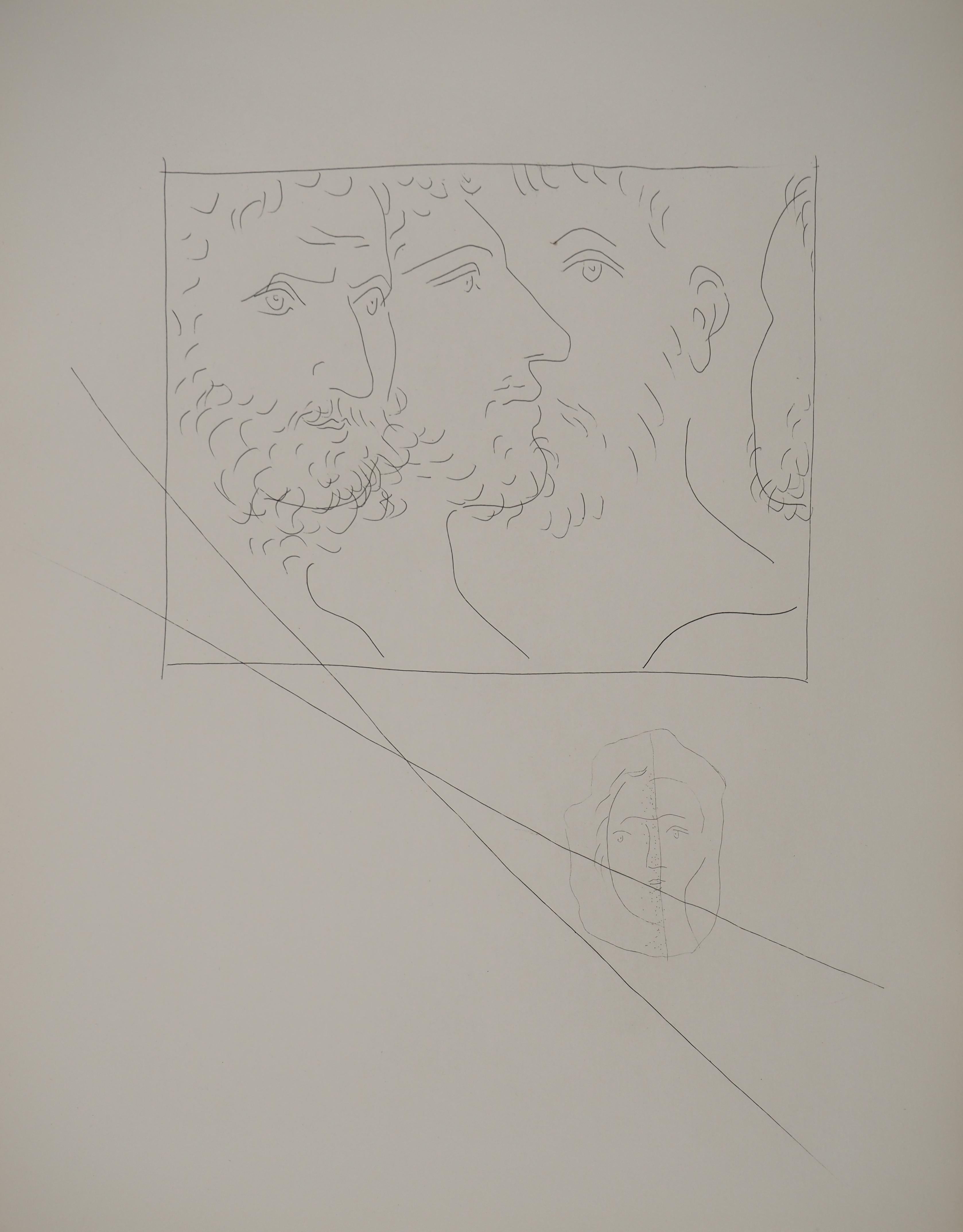 Pablo Picasso Figurative Print – Métarmorphoses d'Ovide, Vier Köpfe - Original-Radierung (Baer #151)