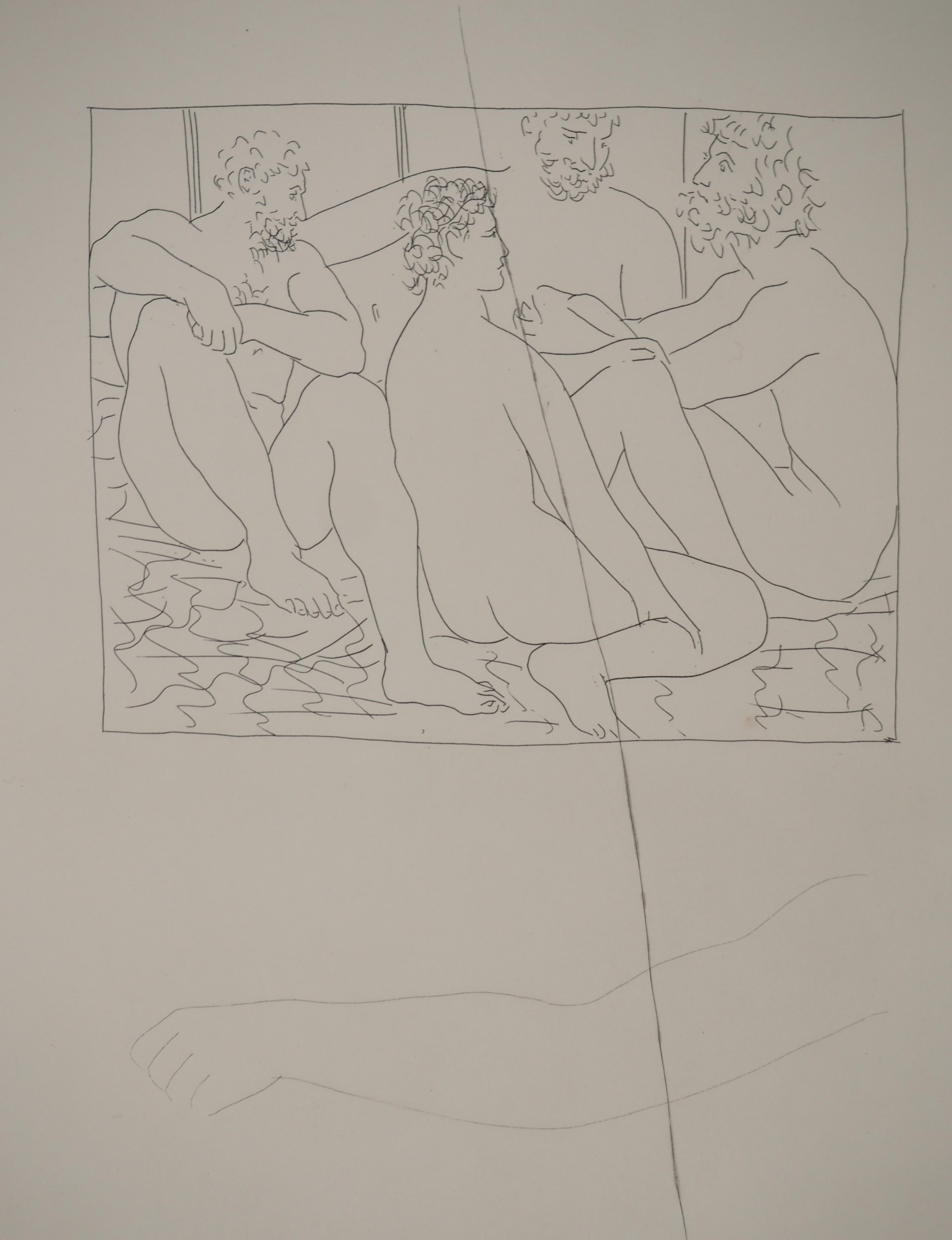 Métarmorphoses d'Ovide, Quatre hommes nus - Gravure originale (Baer #155) - Moderne Print par Pablo Picasso