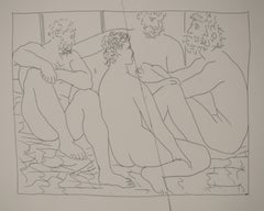 Métarmorphoses d'Ovide, Quatre hommes nus - Gravure originale (Baer #155)