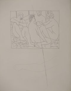 Métarmorphoses d'Ovide, Quatre hommes nus - Gravure originale (Baer #155)