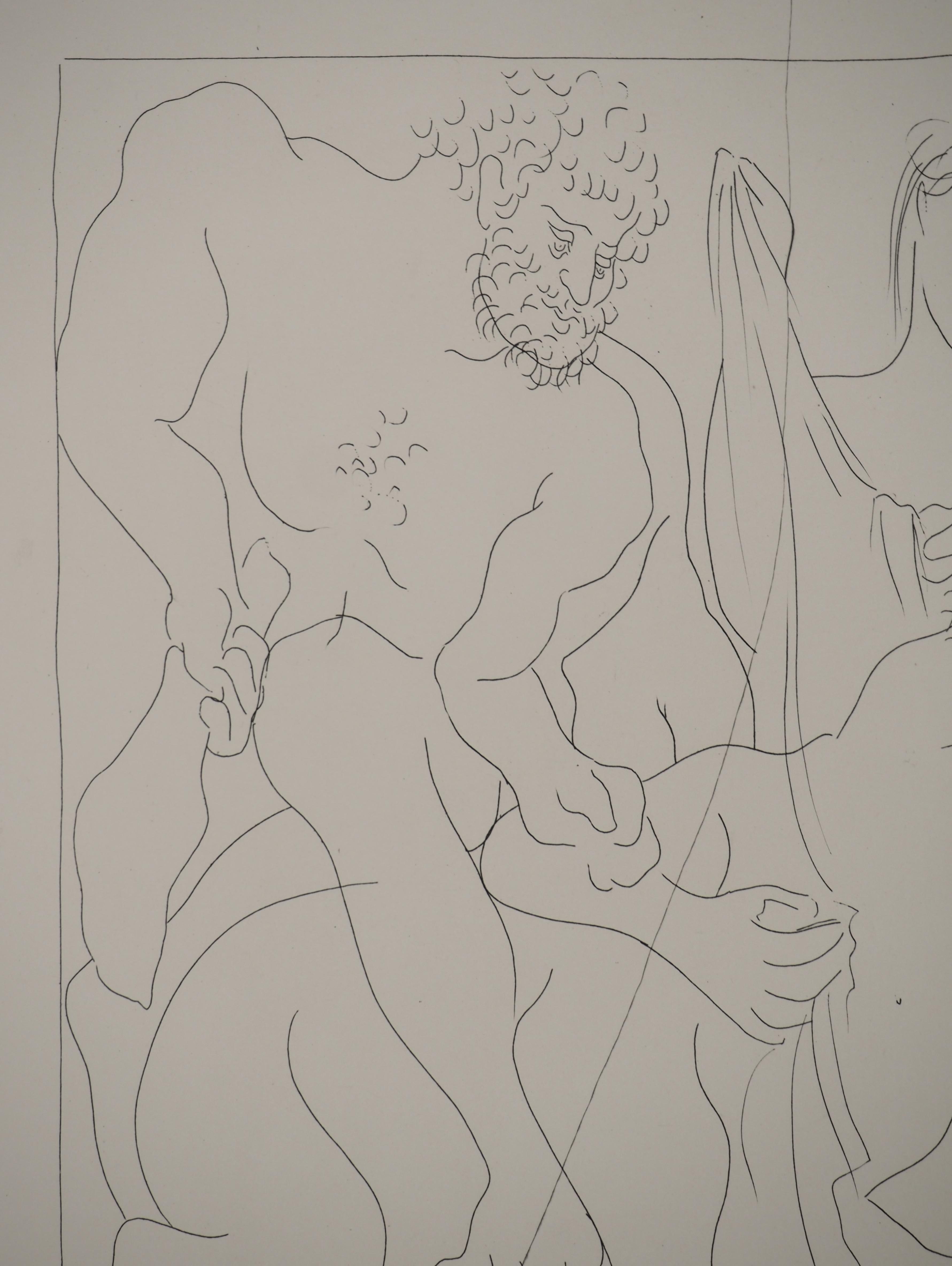 Métarmorphoses d'Ovide, Hercules and the Centaur - Original Etching (Baer #160) - Gray Nude Print by Pablo Picasso