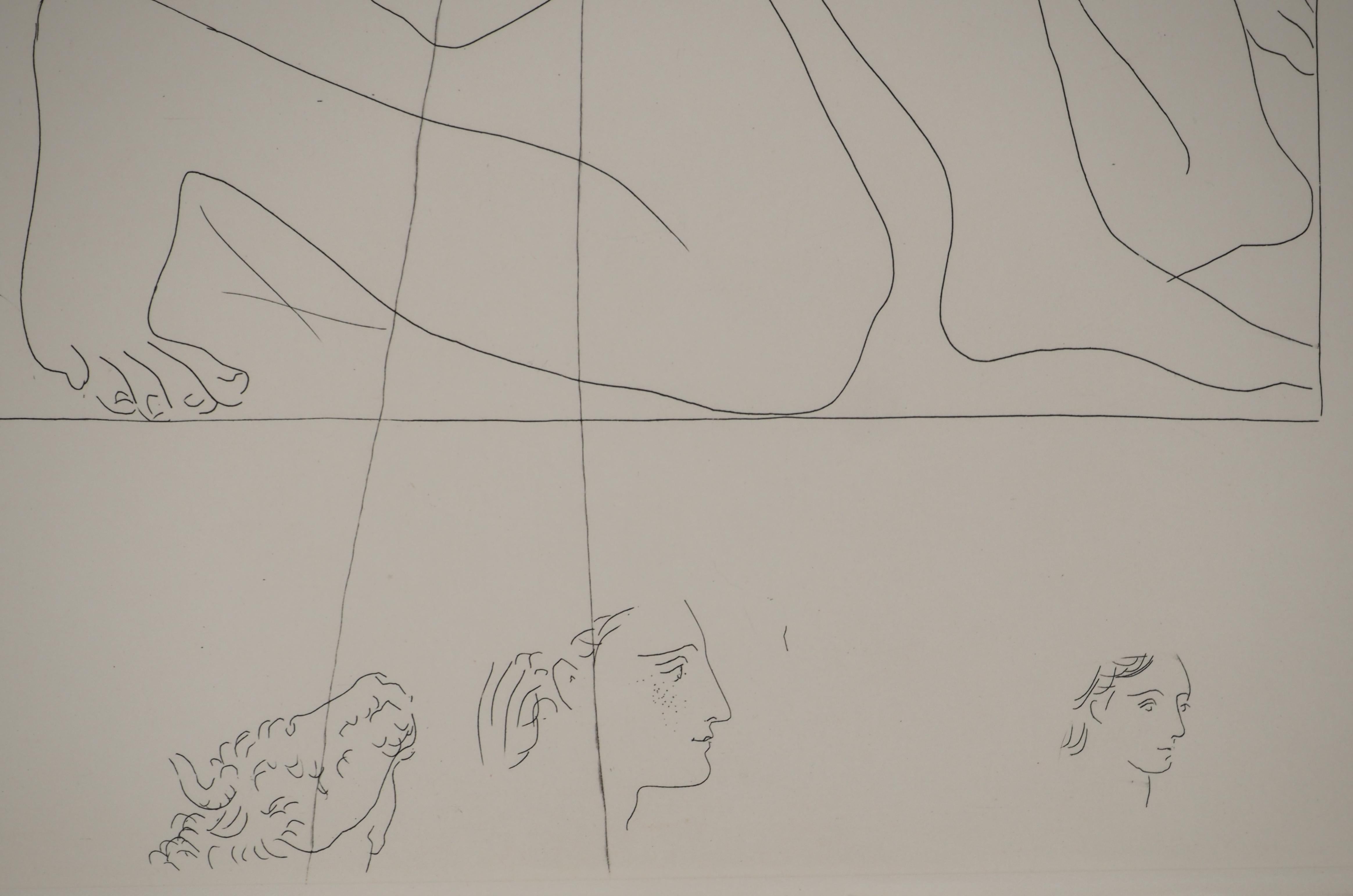 Métarmorphoses d'Ovide, Menschliche Körper - Original-Radierung (Baer #144) (Grau), Figurative Print, von Pablo Picasso