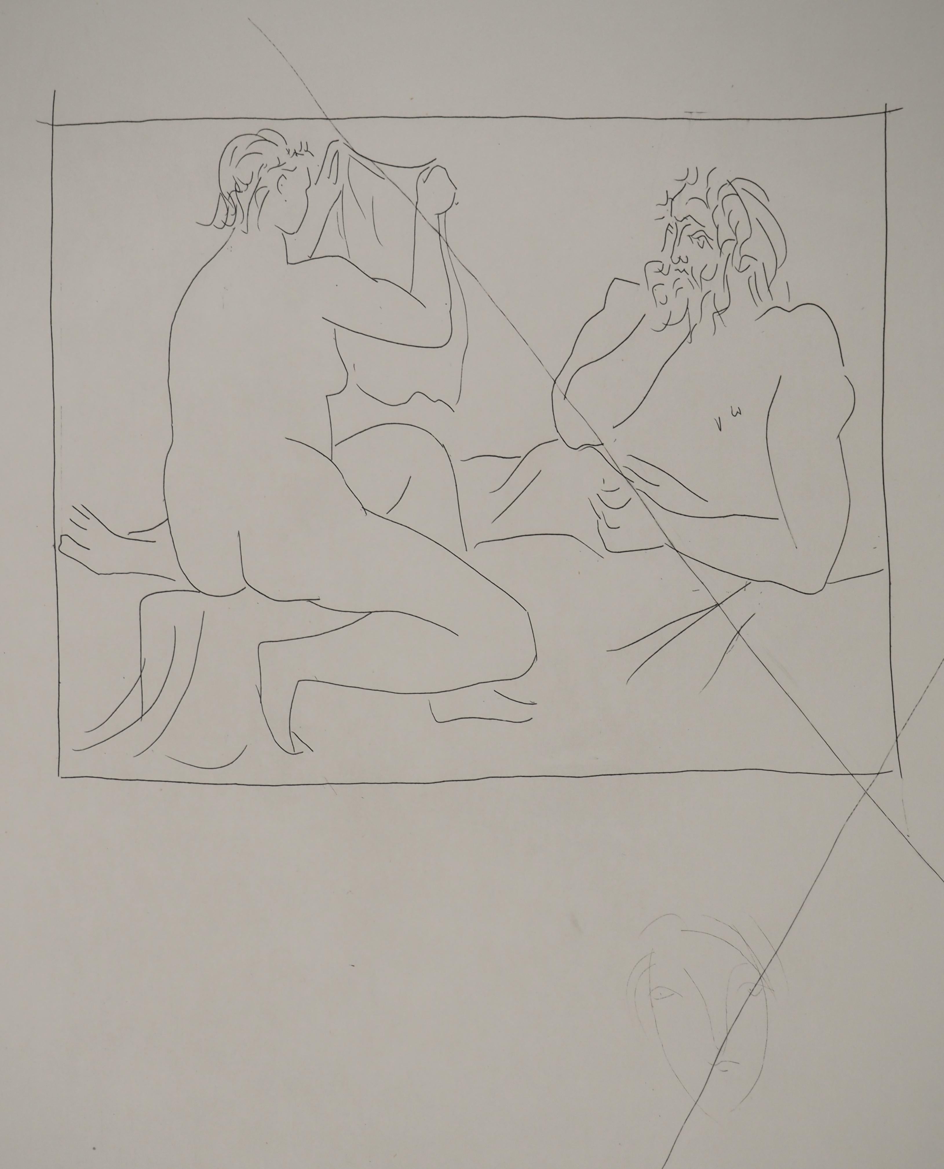 Métarmorphoses d'Ovide, Man and Naked Woman - Original Etching (Baer #153) - Modern Print by Pablo Picasso