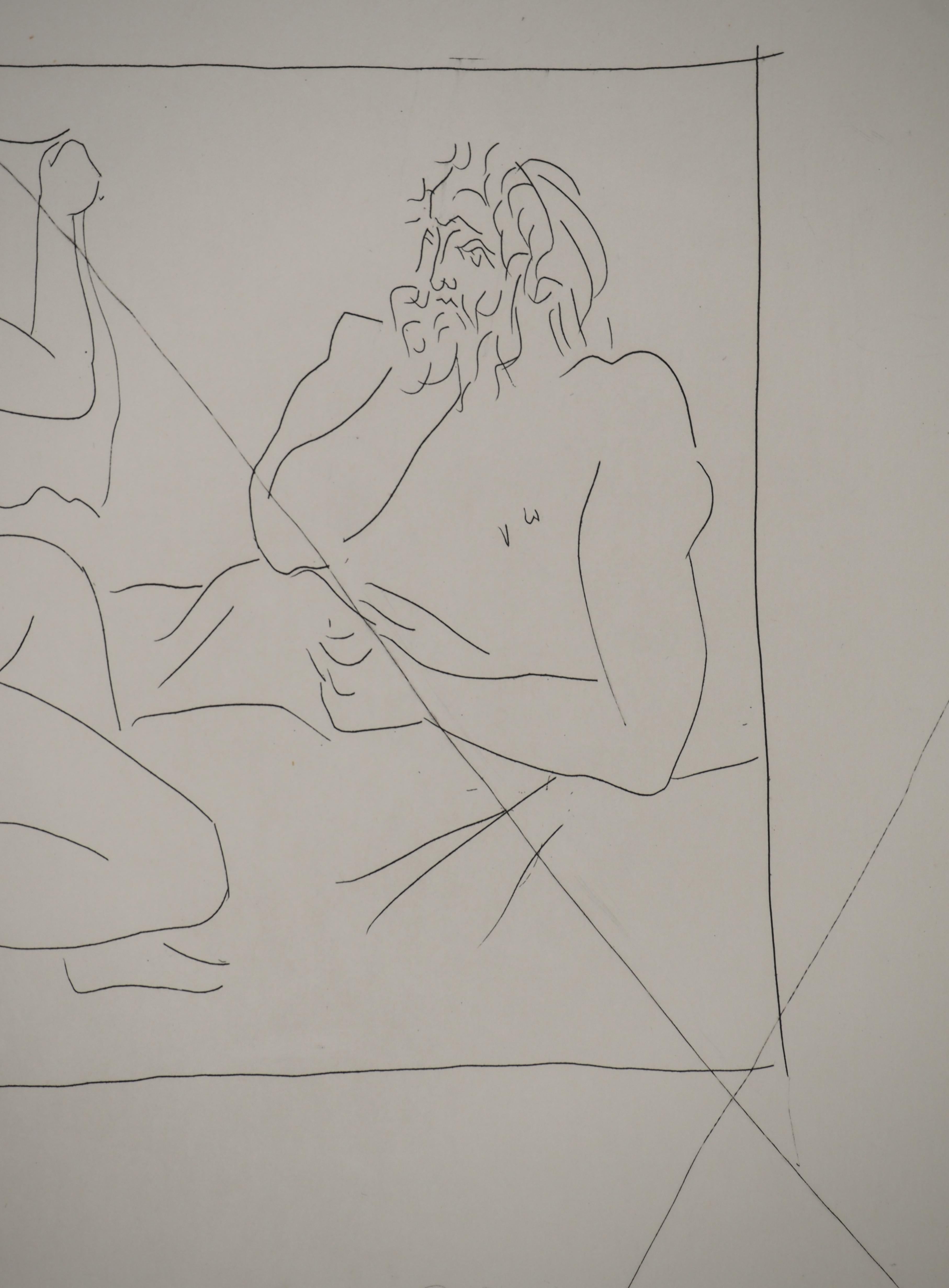 Métarmorphoses d'Ovide, Man and Naked Woman - Original Etching (Baer #153) For Sale 2