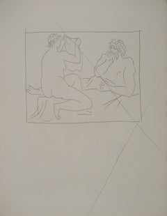 Métarmorphoses d'Ovide, Hombre y mujer desnudos - Grabado original (Baer #153)